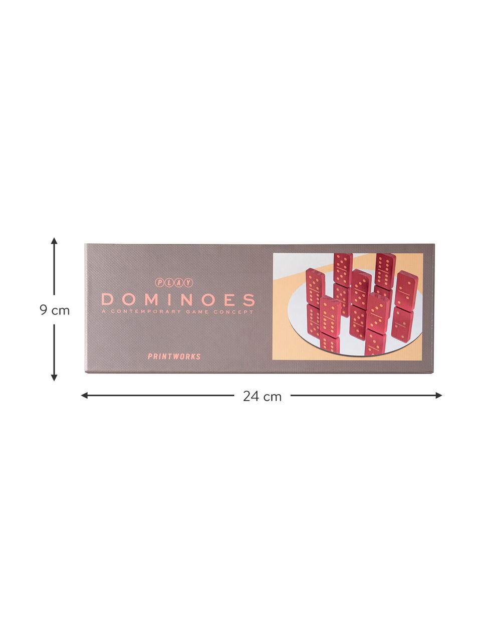 Set Domino Play, 30 pz., Carta, legno, Greige, rosso, Larg. 24 x Alt. 4 cm