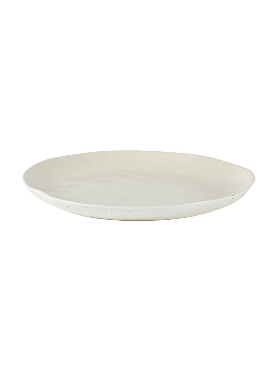 Assiette plate en grès blanc cassé Loga, 2 pièces, Blanc cassé