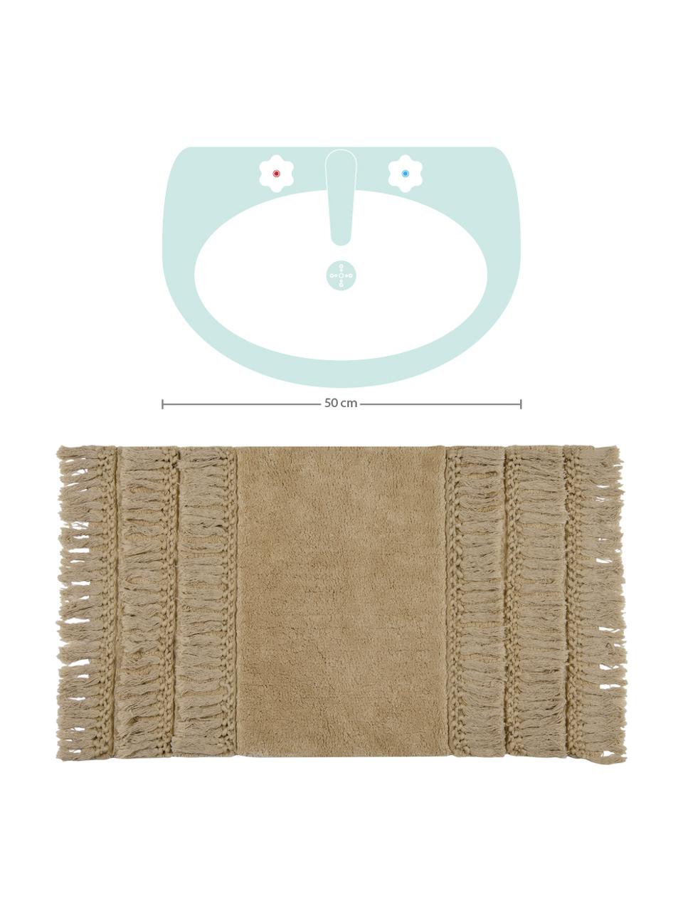 Badmat Ivana met franjes, Katoen, Beige, 50 x 80 cm