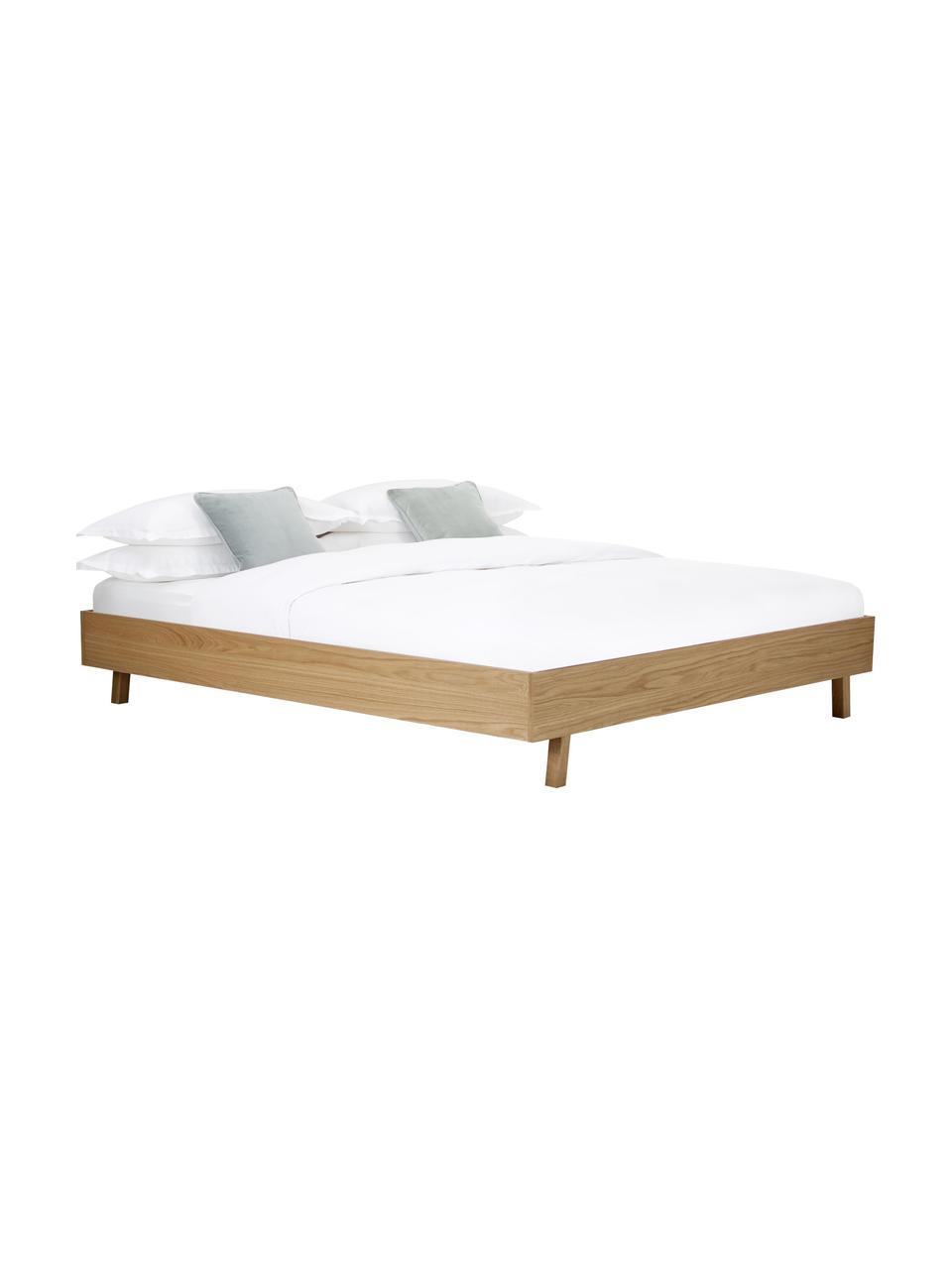 Cama de madera Tammy, sin cabecero, Estructura: madera contrachapada con , Patas: madera de roble maciza, Roble, An 180 x L 200 cm