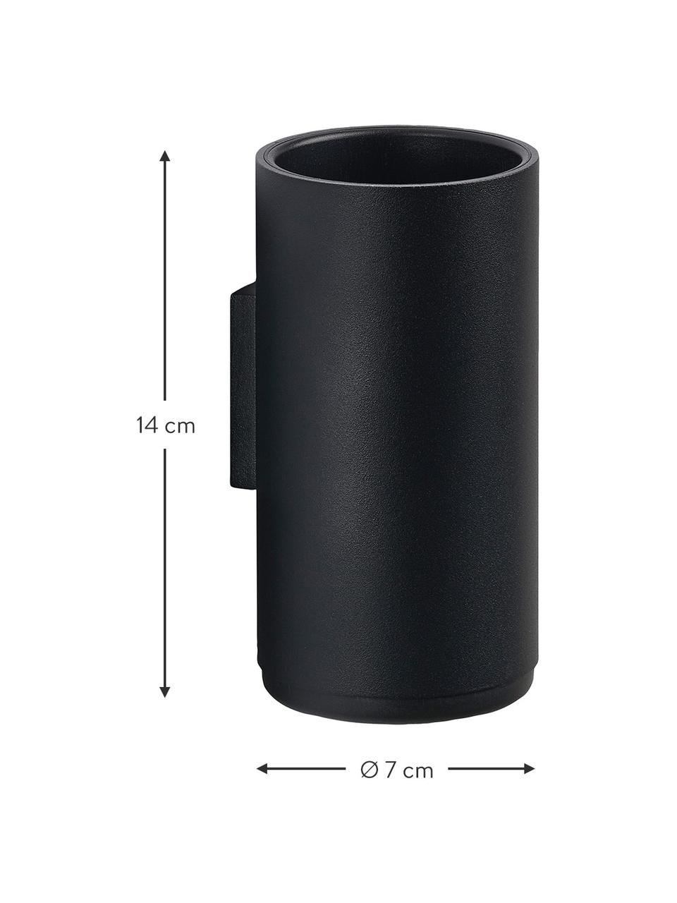 Vaso cepillo de dientes Rim, Aluminio recubierto, plástico, Negro, Ø 7 x Al 14 cm