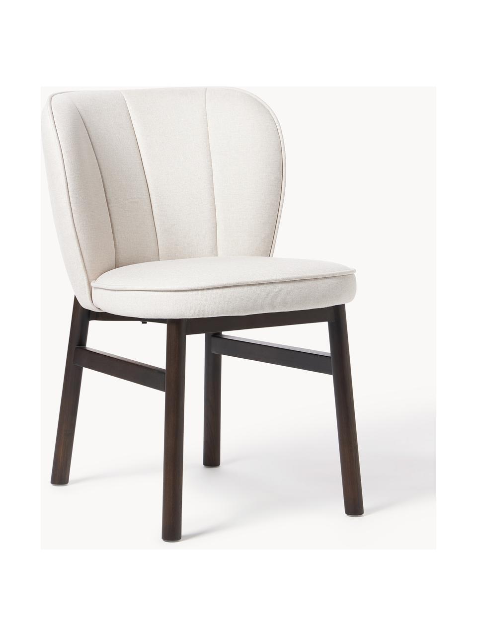 Čalouněná židle s dřevěnými nohami Terry, Tlumeně bílá, tmavé jasanové dřevo, Š 49 cm, H 64 cm