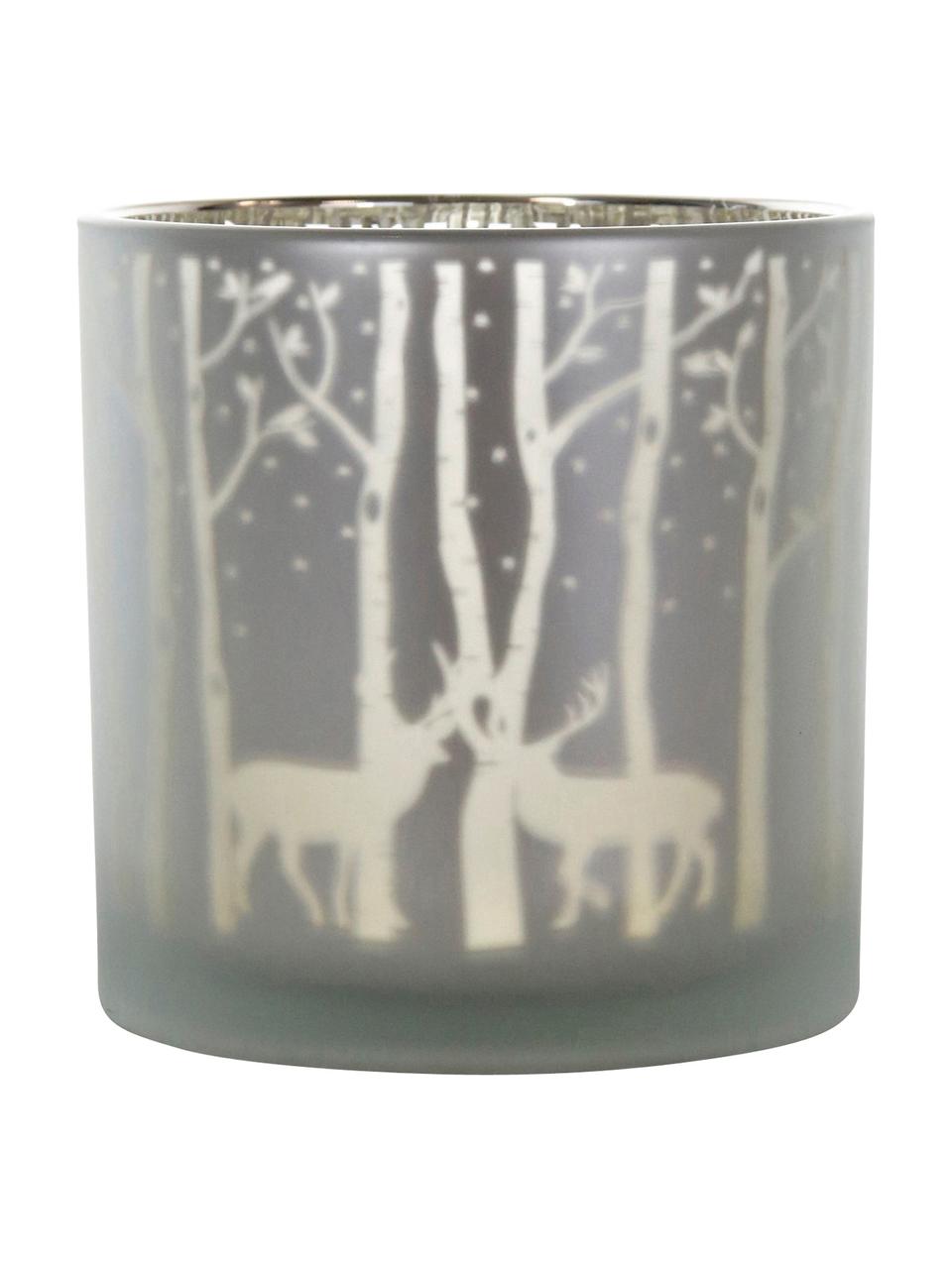 Portacandela Forest, Vetro, Grigio, argentato, Ø 15 x Alt. 15 cm