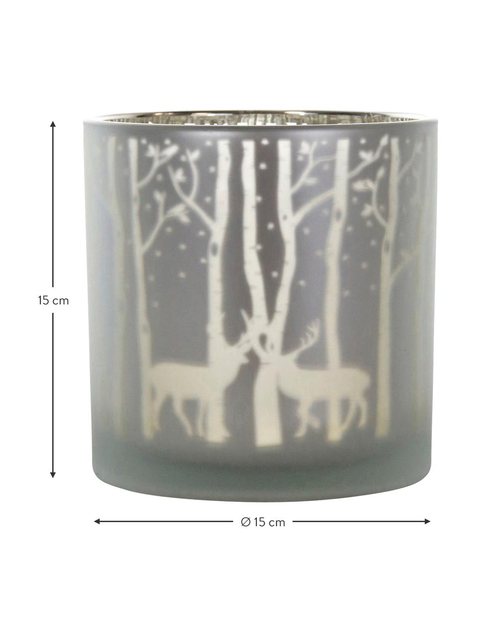 Malý svietnik Forest, Sklo, Sivá, odtiene striebornej, Ø 15 x V 15 cm