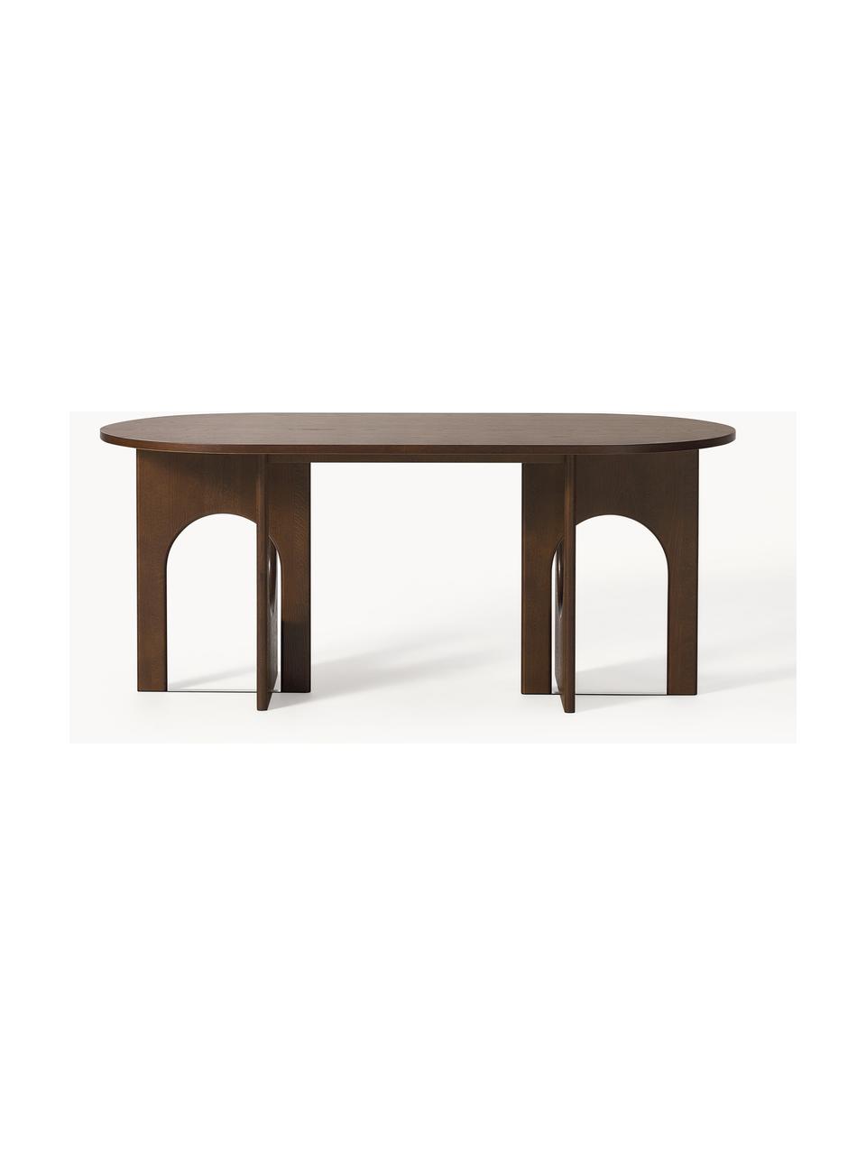 Table ovale Apollo, tailles variées, Chêne brun foncé laqué, larg. 180 x prof. 90 cm