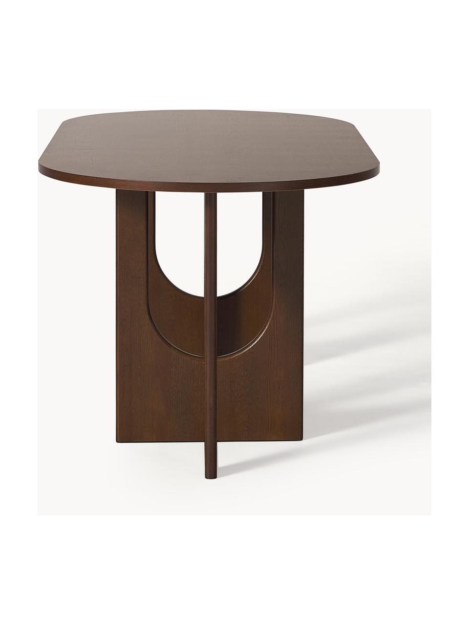 Ovaler Esstisch Apollo, in verschiedenen Größen, Tischplatte: Eichenholzfurnier, lackie, Beine: Eichenholz, lackiert, Met, Eichenholz, dunkelbraun lackiert, B 200 x T 90 cm