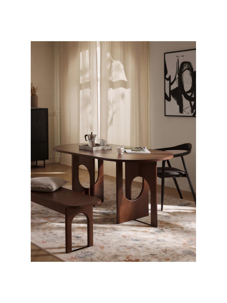 Table ovale Apollo, tailles variées, Bois de chêne, brun foncé laqué, larg. 180 x prof. 90 cm