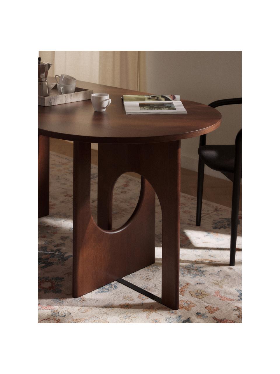 Tavolo ovale Apollo, in diverse misure, Gambe: legno di quercia FSC (For, Legno di quercia laccato marrone scuro, Larg. 180 x Prof. 90 cm