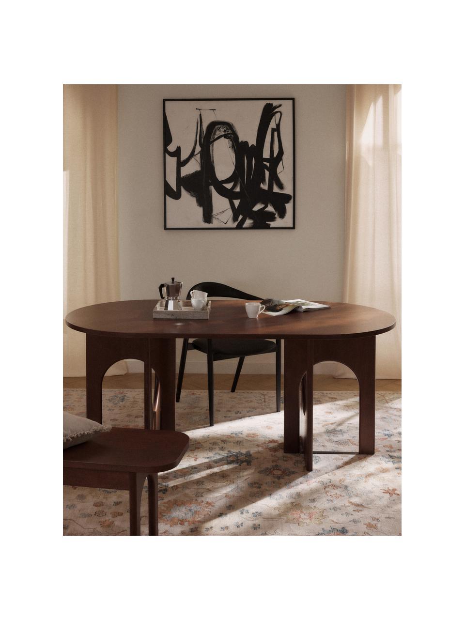 Table ovale Apollo, tailles variées, Chêne brun foncé laqué, larg. 180 x prof. 90 cm