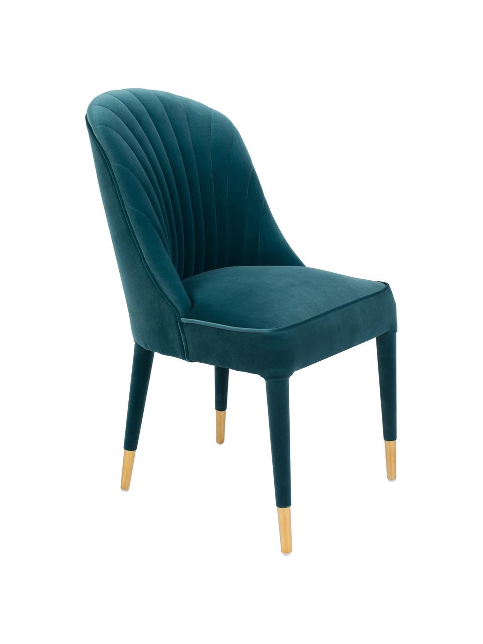Zamatová stolička Give Me More, Modrá, mosadzné odtiene
