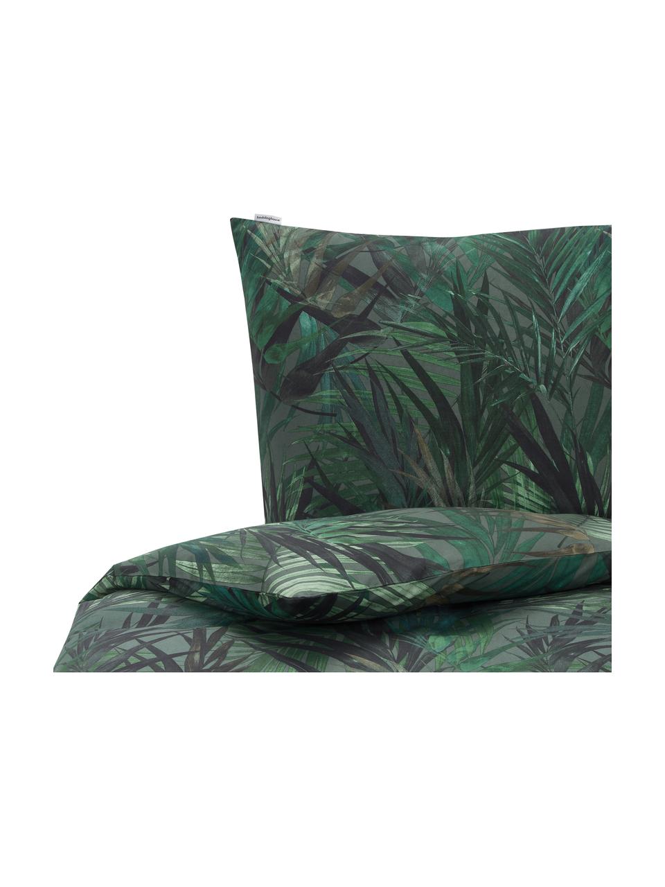 Pościel z bawełny Solitude, Odcienie zielonego i odcienie niebieskiego, 135 x 200 cm + 1 poduszka 80 x 80 cm