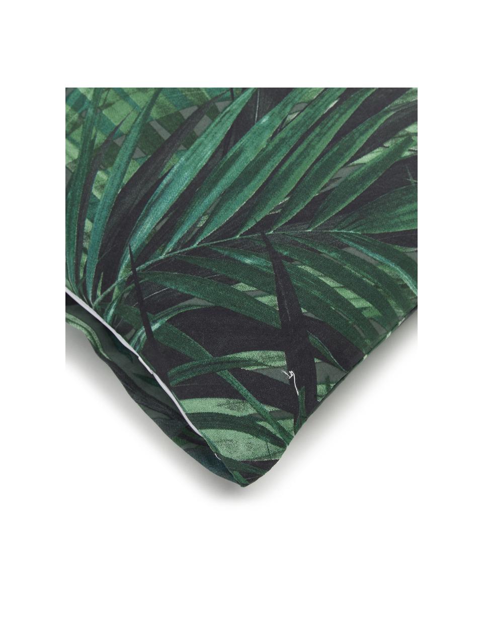 Baumwoll-Bettwäsche Solitude mit tropischem Print, Grün- und Blautöne, 135 x 200 cm + 1 Kissen 80 x 80 cm