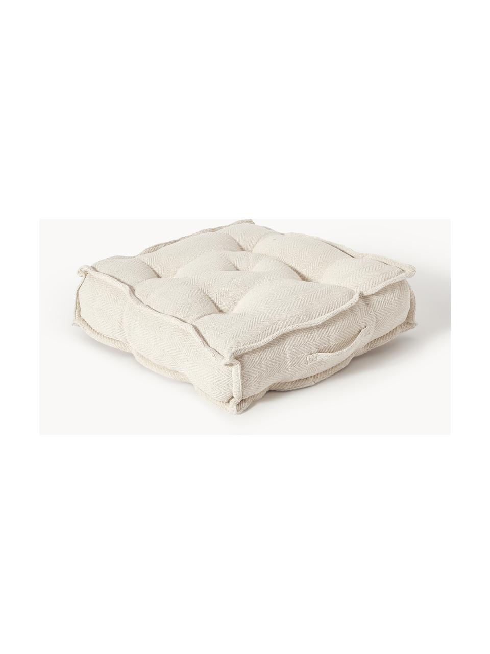 Baumwoll-Bodenkissen Rheya, Bezug: 100 % Baumwolle, Off White, B 60 x L 60 cm
