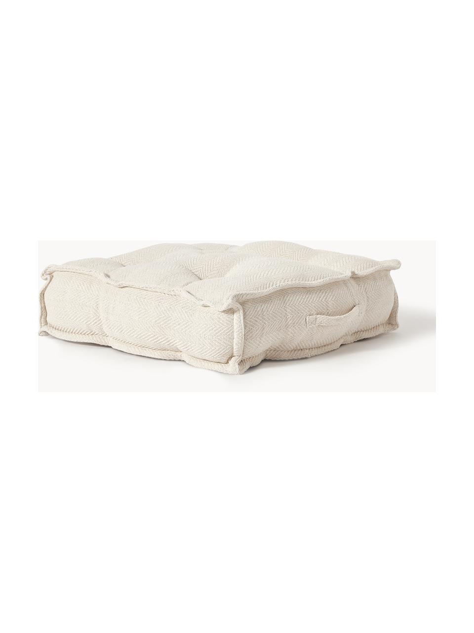 Bavlnený sedací vankúš Rheya, Lomená biela, Š 60 x D 60 cm