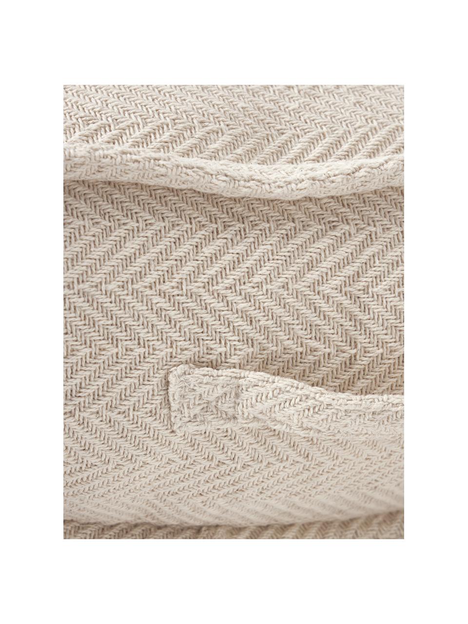 Coussin de sol en coton Rheya, Blanc cassé, larg. 60 x long. 60 cm