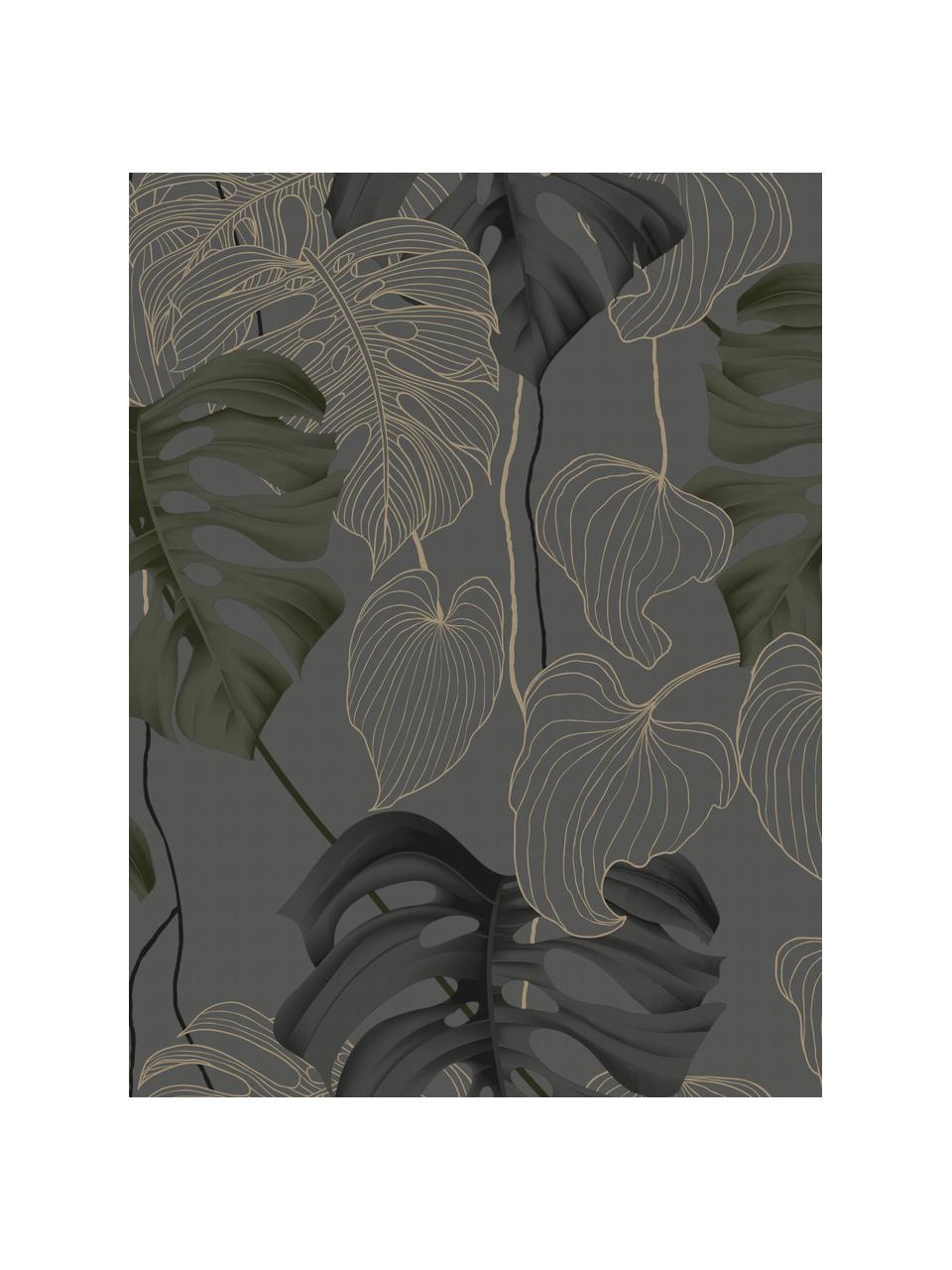 Papier peint Paradiso, Intissé, Gris, noir, vert, brun, larg. 52 x haut. 1005 cm