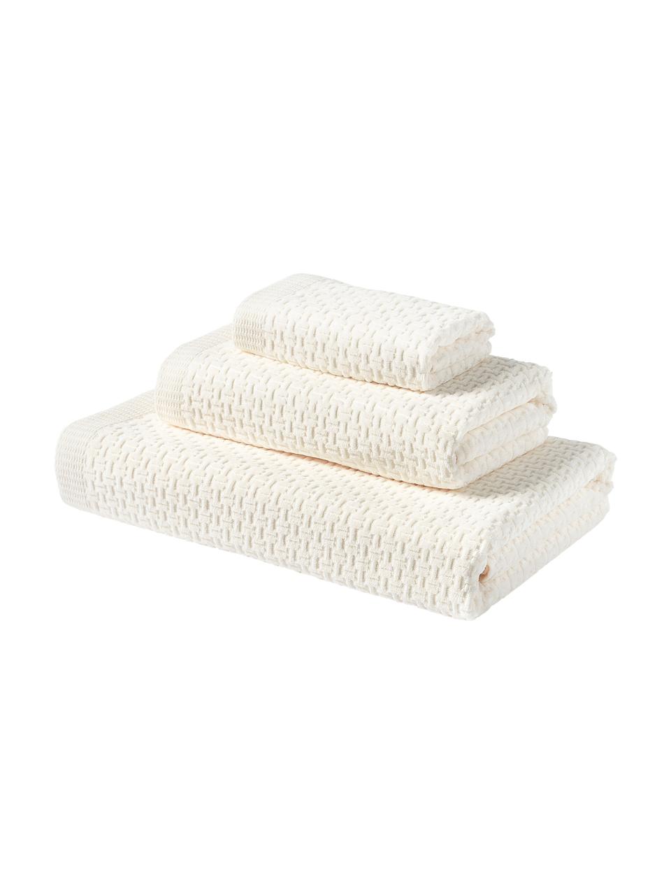 Handtuch-Set Niam, 3-tlg., 100 % Baumwolle
Mittelschwere Qualität, 500 g/m² 
 
Das in diesem Produkt verwendete Material ist schadstoffgeprüft und zertifiziert nach STANDARD 100 by OEKO-TEX®, 8135CIT, CITEVE., Weiß, Set mit verschiedenen Größen
