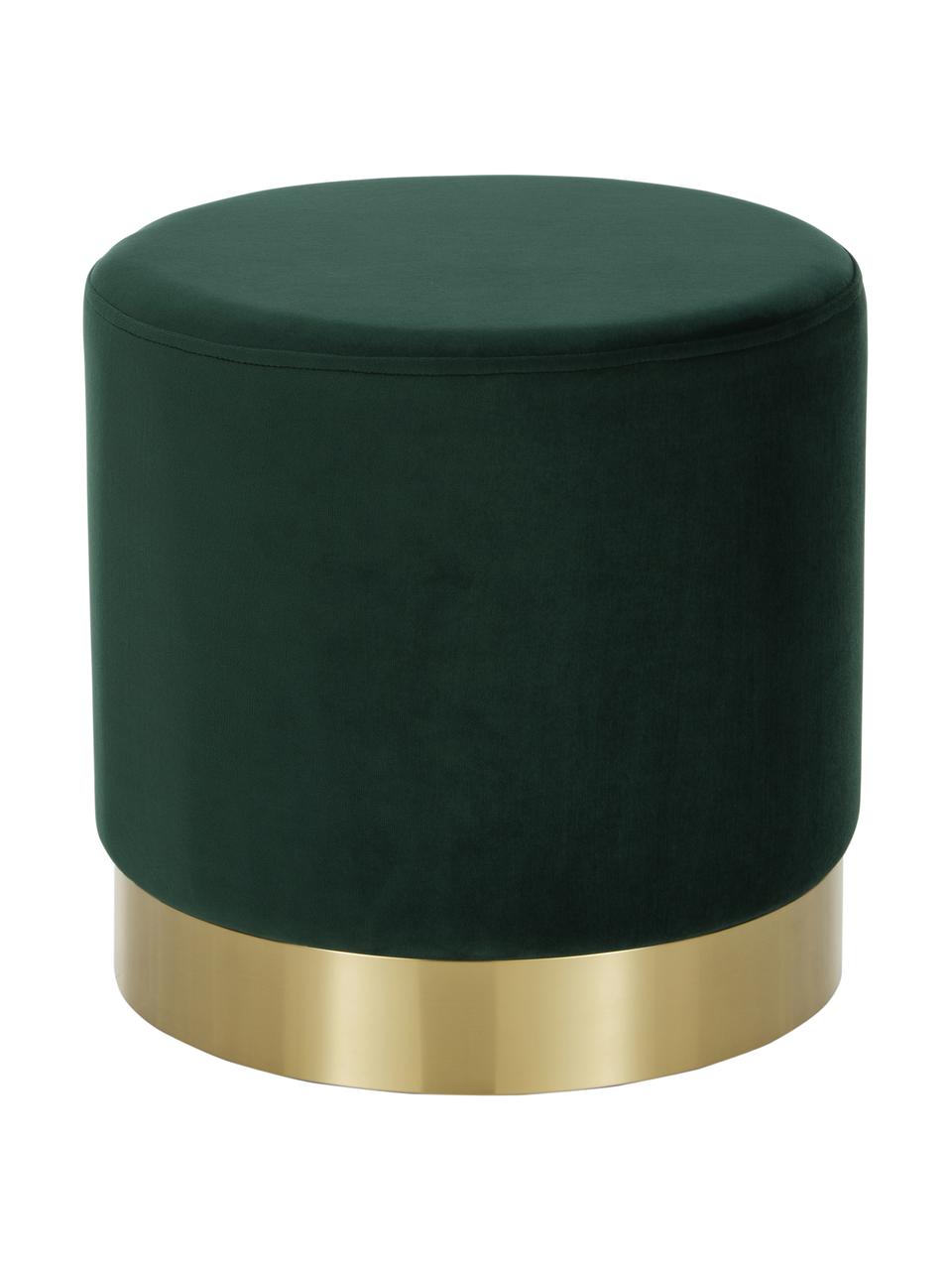 Tabouret en velours Orchid, Velours vert, couleur dorée, Ø 38 x haut. 38 cm