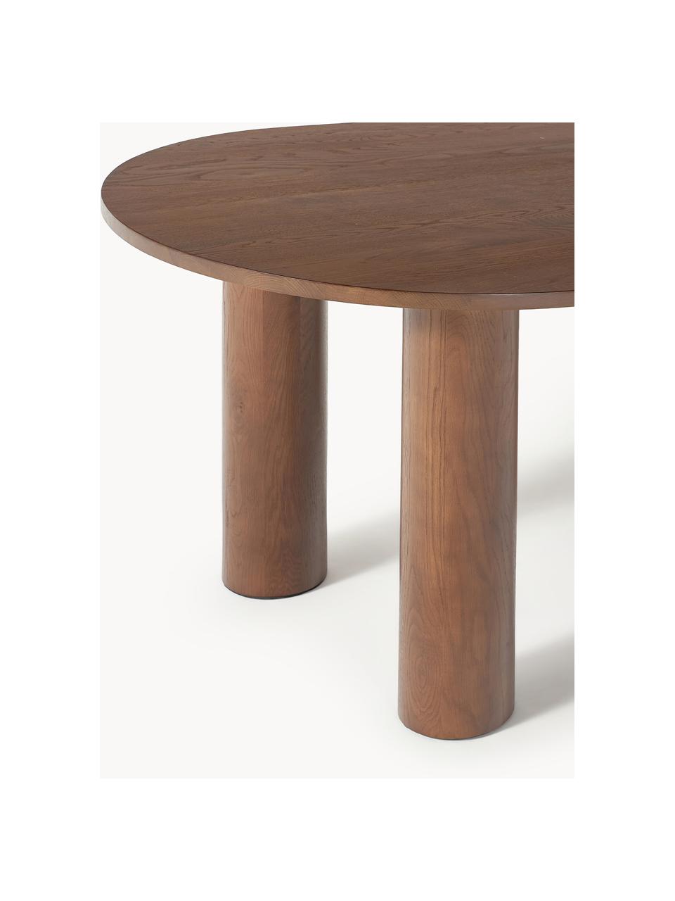 Oválny jedálenský stôl Dunia, 180 x 110 cm, Masívne dubové drevo, ošetrené olejom
Tento produkt je vyrobený z trvalo udržateľného dreva s certifikátom FSC®., Dubové drevo, hnedá ošetrené olejom, Š 180 x H 110 cm