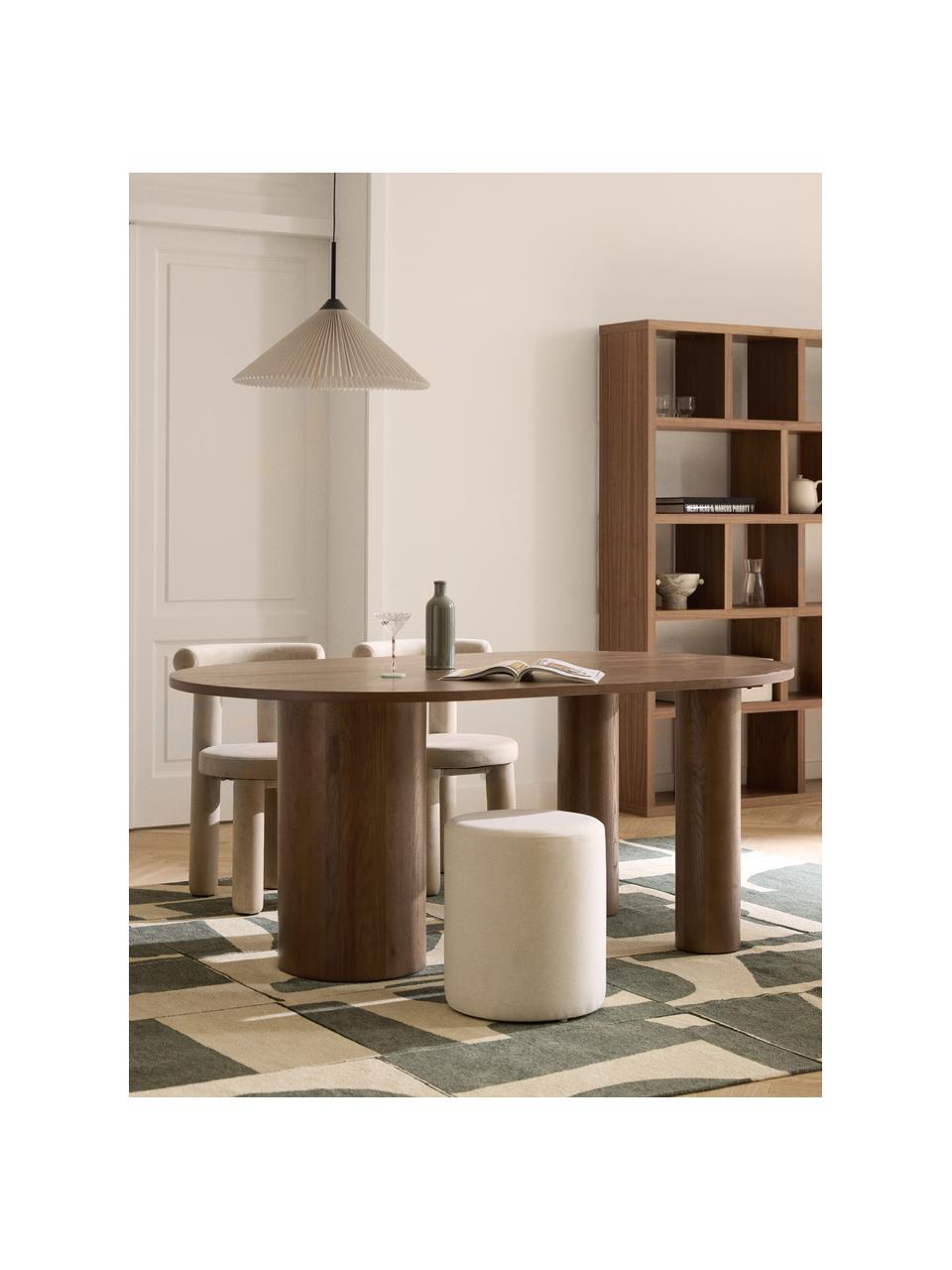 Oválny jedálenský stôl Dunia, 180 x 110 cm, Masívne dubové drevo, ošetrené olejom
Tento produkt je vyrobený z trvalo udržateľného dreva s certifikátom FSC®., Dubové drevo, tmavý olej, Š 180 x H 110 cm