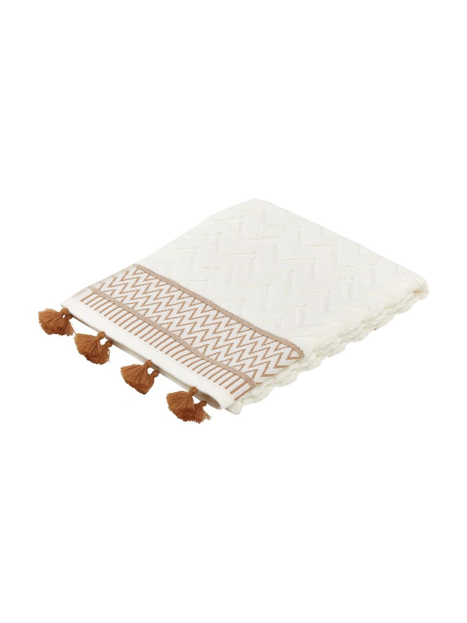 Serviette de toilette ethnique Karma, 100 % coton
Qualité supérieure, 600 g/m², Blanc, beige, Serviette de toilette, larg. 50 x long. 90 cm