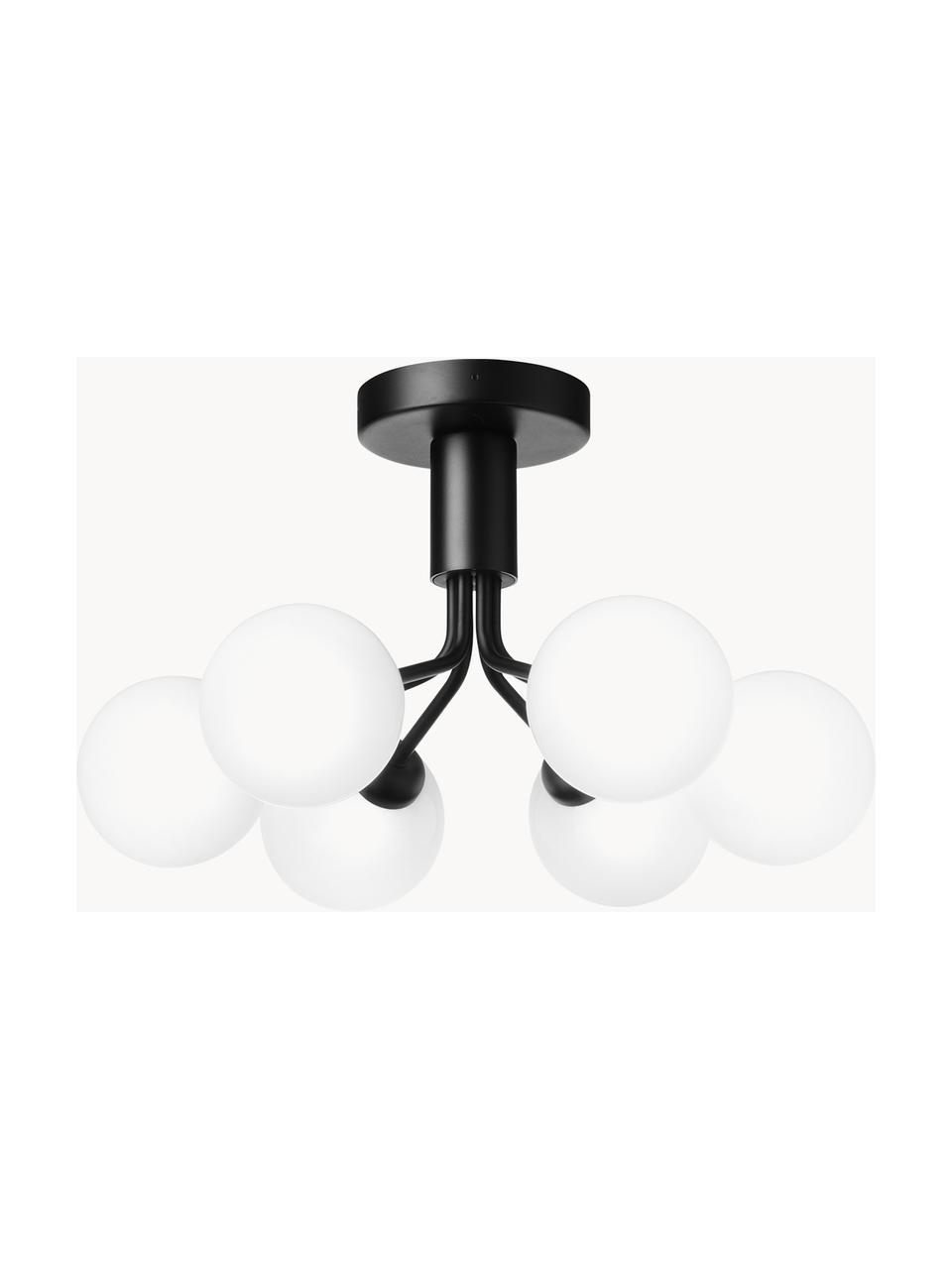 Hanglamp met glazen bollen Apiales, Zwart, wit, Ø 50 x H 29 cm