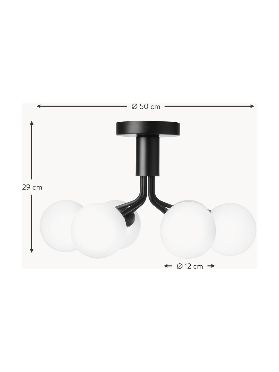Hanglamp met glazen bollen Apiales, Zwart, wit, Ø 50 x H 29 cm
