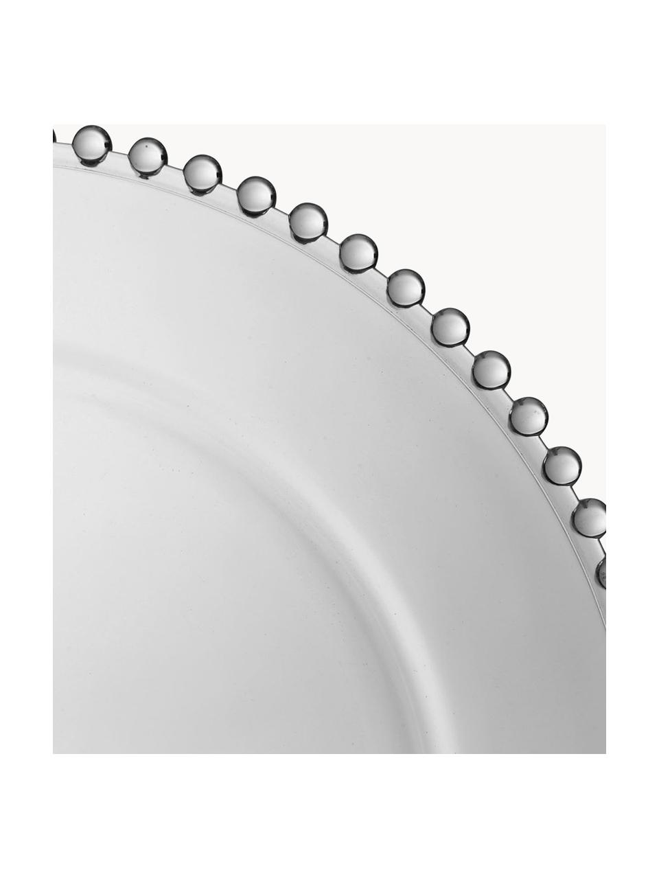 Skleněná podložka pod talíř s ozdobným okrajem Perles, Sklo, Transparentní, Ø 33 cm