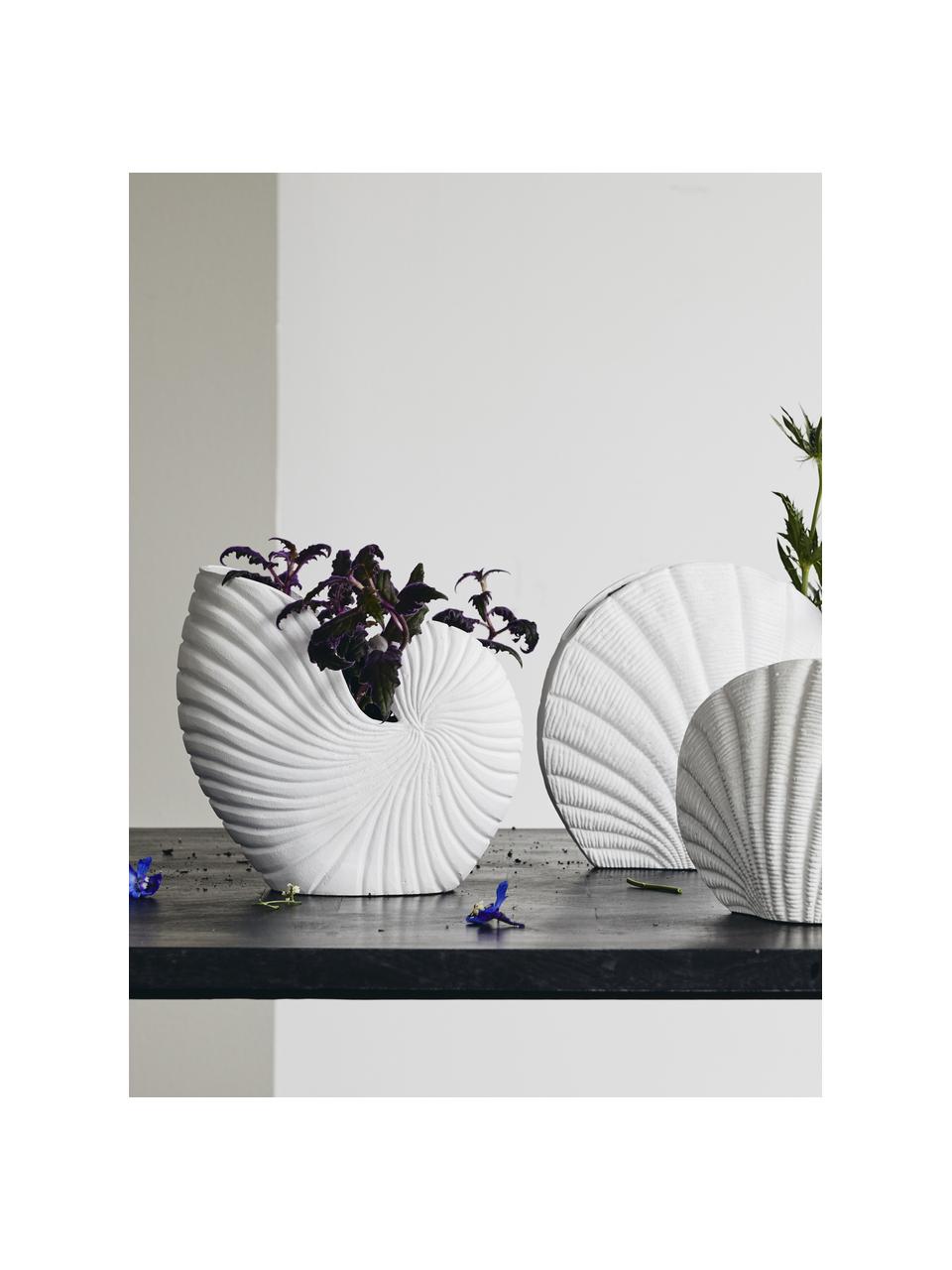 Grote plantenpot Rakitu van metaal, Gecoat aluminium, Wit, B 27 x H 25 cm