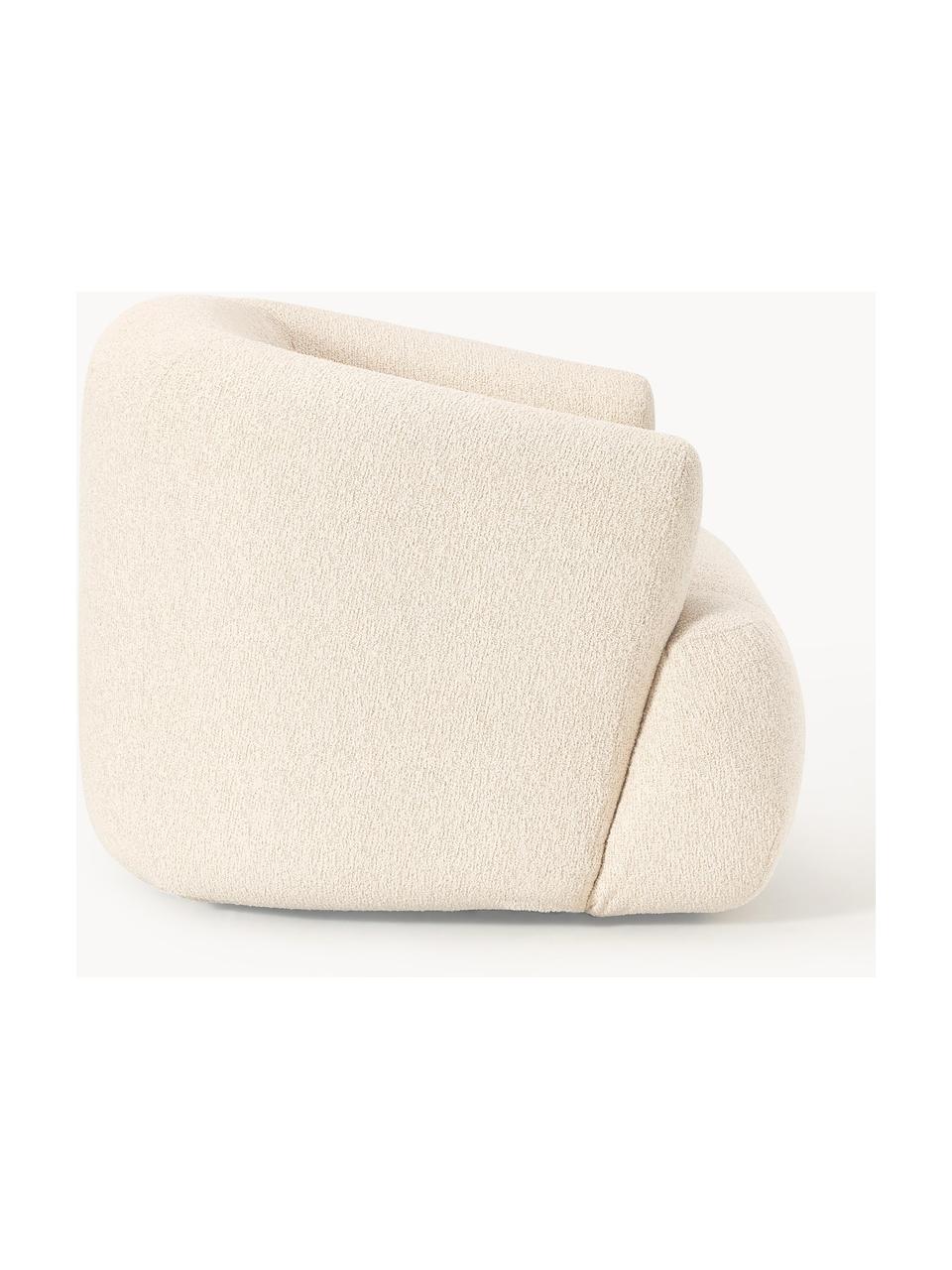 Fauteuil en tissu bouclé Sofia, Bouclé blanc crème, larg. 97 x prof. 84 cm