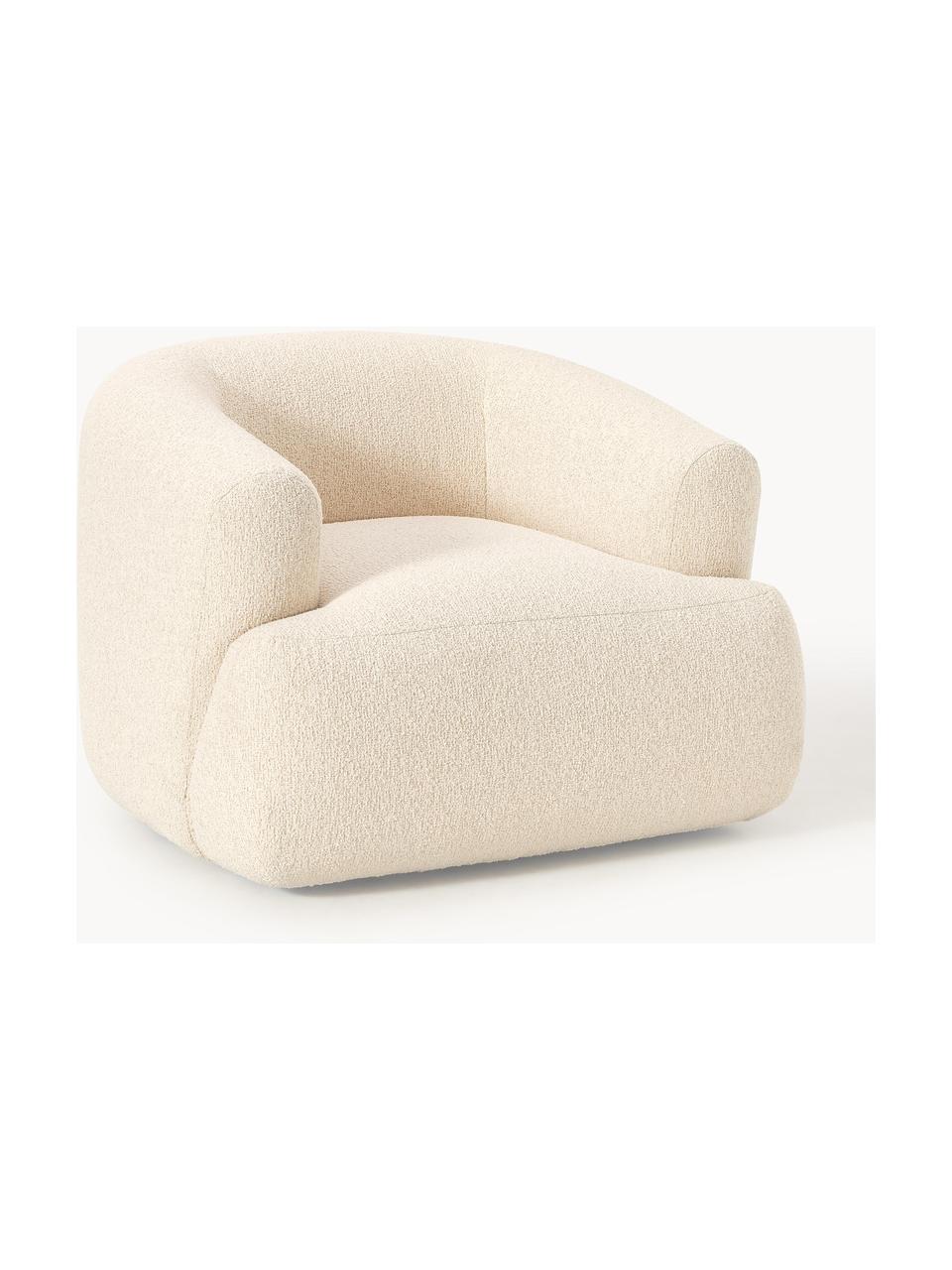 Bouclé fauteuil Sofia, Bekleding: bouclé (100% polyester) M, Frame: sparrenhout, spaanplaat, , Poten: kunststof Dit product is , Bouclé lichtbeige, B 90 x D 97 cm