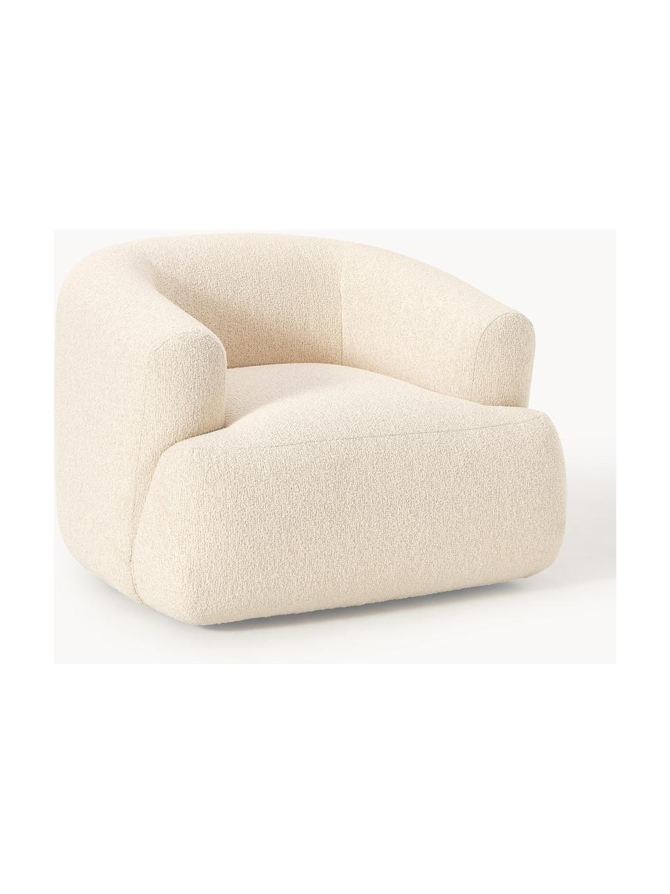 Fotel bouclé Sofia, Tapicerka: bouclé (100% poliester) D, Stelaż: drewno świerkowe z certyf, Nogi: tworzywo sztuczne, Kremowobiały bouclé, S 97 x G 84 cm
