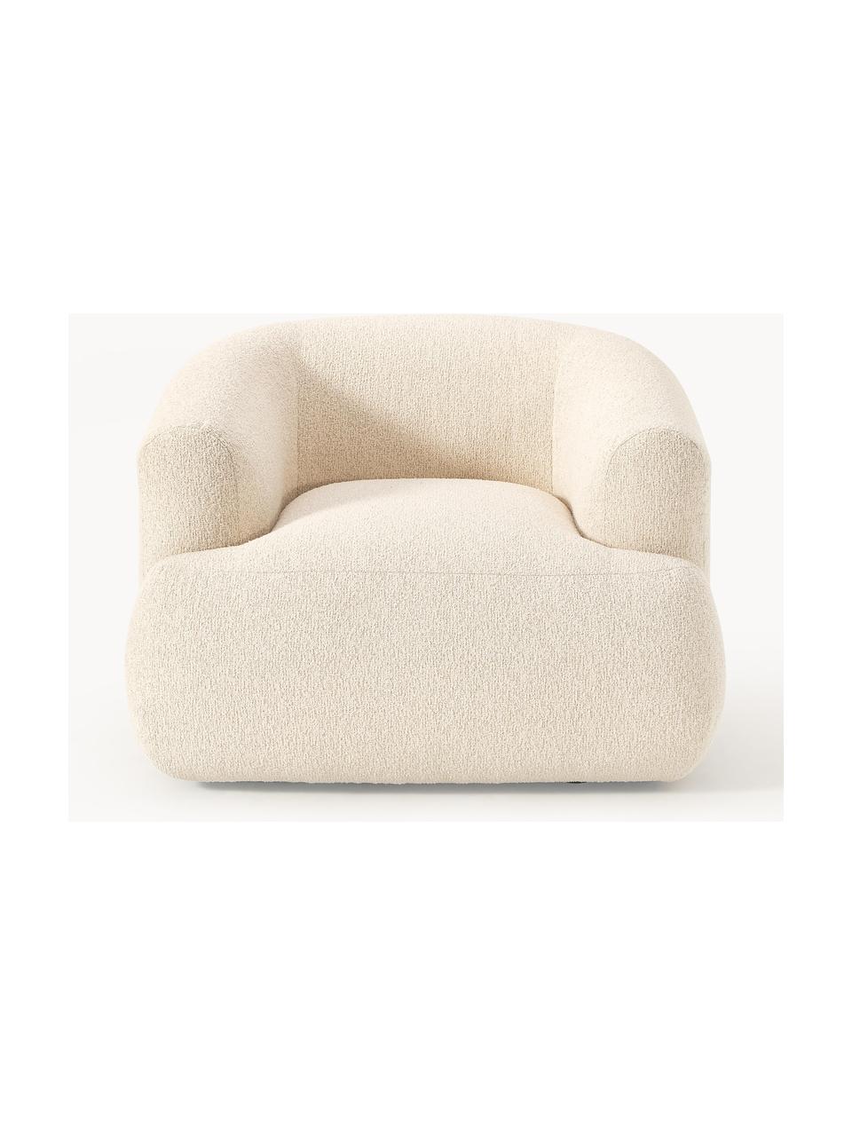 Fotel bouclé Sofia, Tapicerka: bouclé (100% poliester) D, Stelaż: drewno świerkowe z certyf, Nogi: tworzywo sztuczne, Kremowobiały bouclé, S 97 x G 84 cm