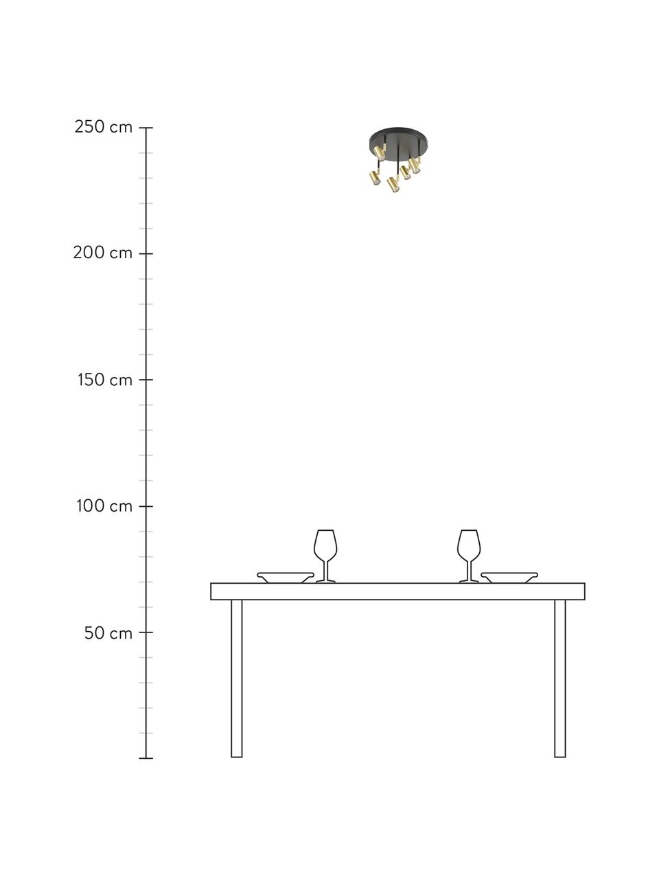 Lampa sufitowa Tony, Osłona mocowania sufitowego: czarny, matowy Oprawy: odcienie mosiądzu, Ø 30 x W 26 cm