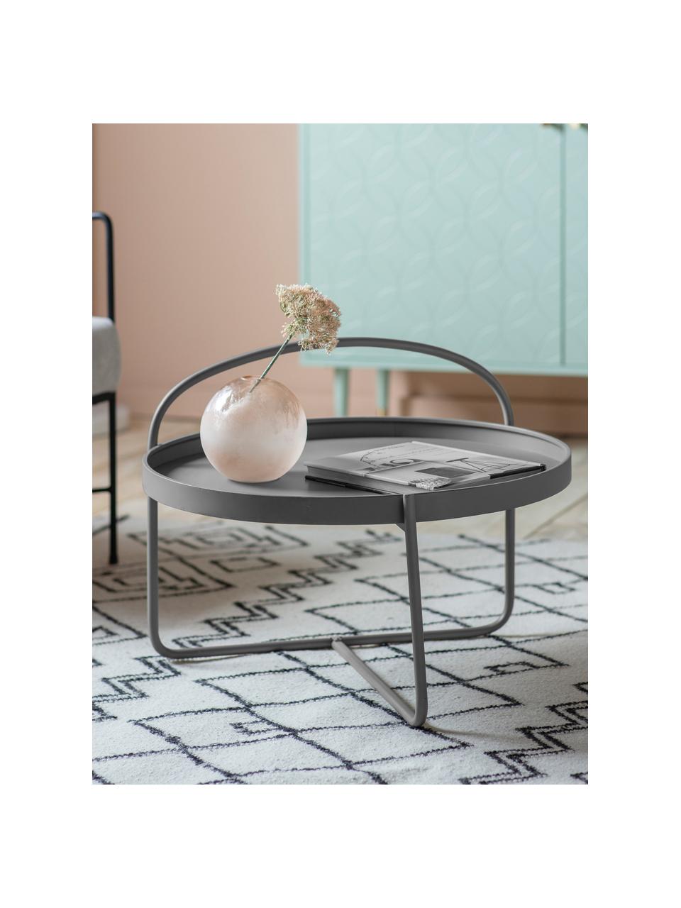 Table basse ronde avec plateau gris Melbury, Acier, revêtement par poudre, Gris, Ø 65 x haut. 50 cm