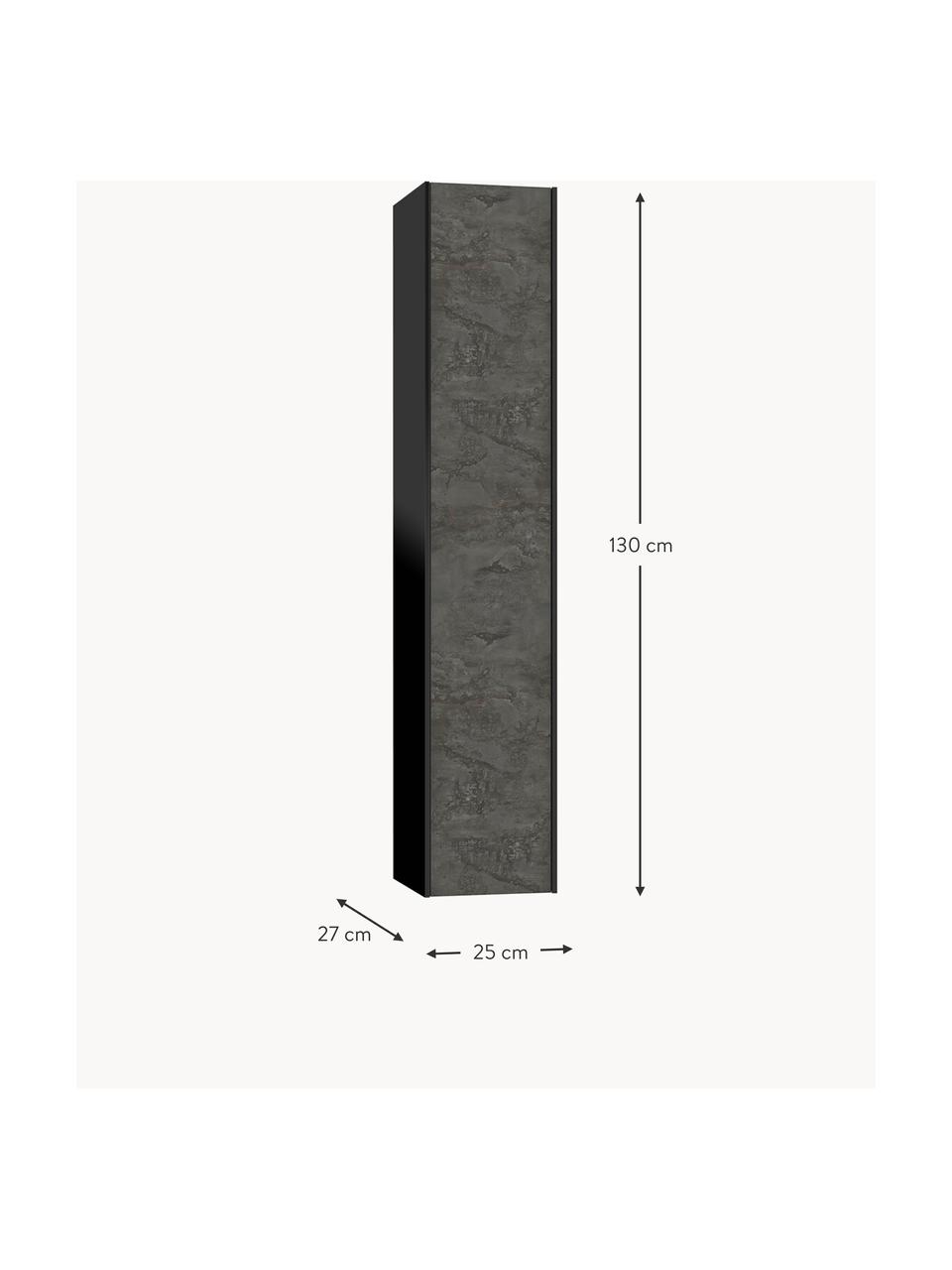 Hoge badkamerkast Ago, B 25 cm, Betonlook antraciet, mat, B 25 x H 130 cm