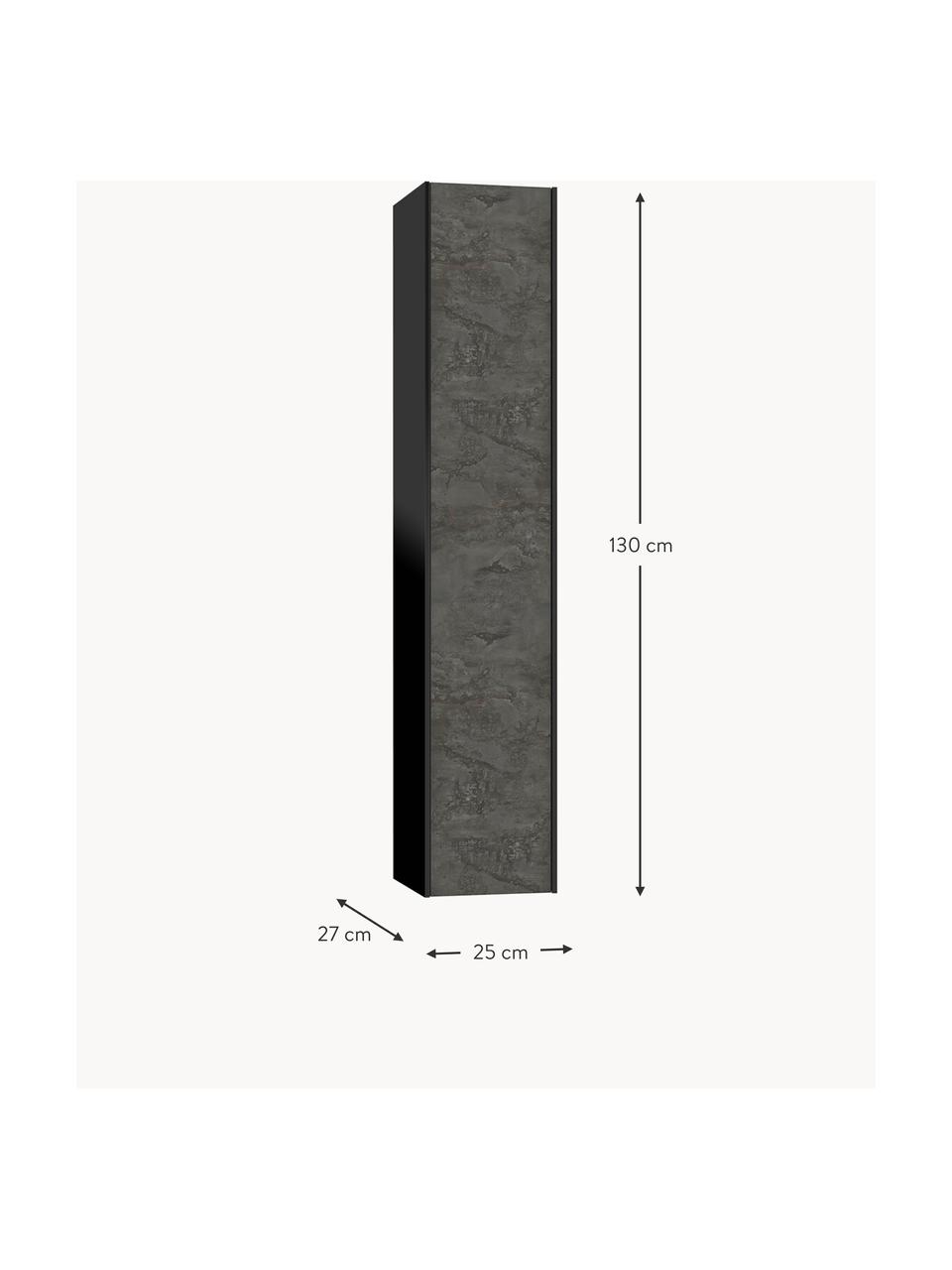 Vysoká kúpeľňová skrinka Ago, Š 25 cm, V betónovom vzhľade antracitová, matná, Š 25 x V 130 cm