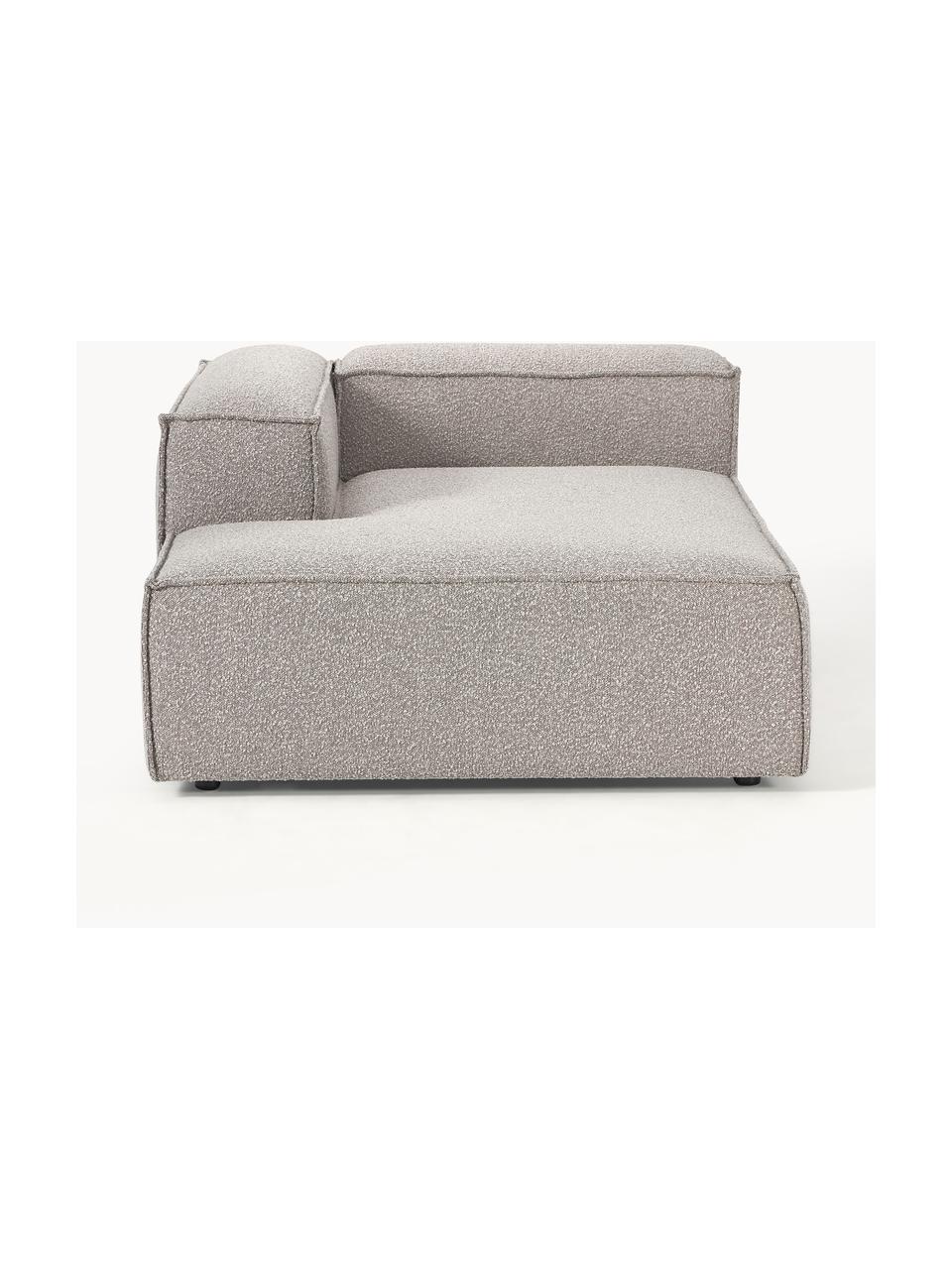 Modulo angolare chaise lounge in bouclé Lennon, Rivestimento: bouclé (100% poliestere) , Struttura: legno di pino massiccio, , Piedini: plastica Questo prodotto , Bouclé taupe, Larg. 119 x Prof. 180 cm, angolo a sinistra