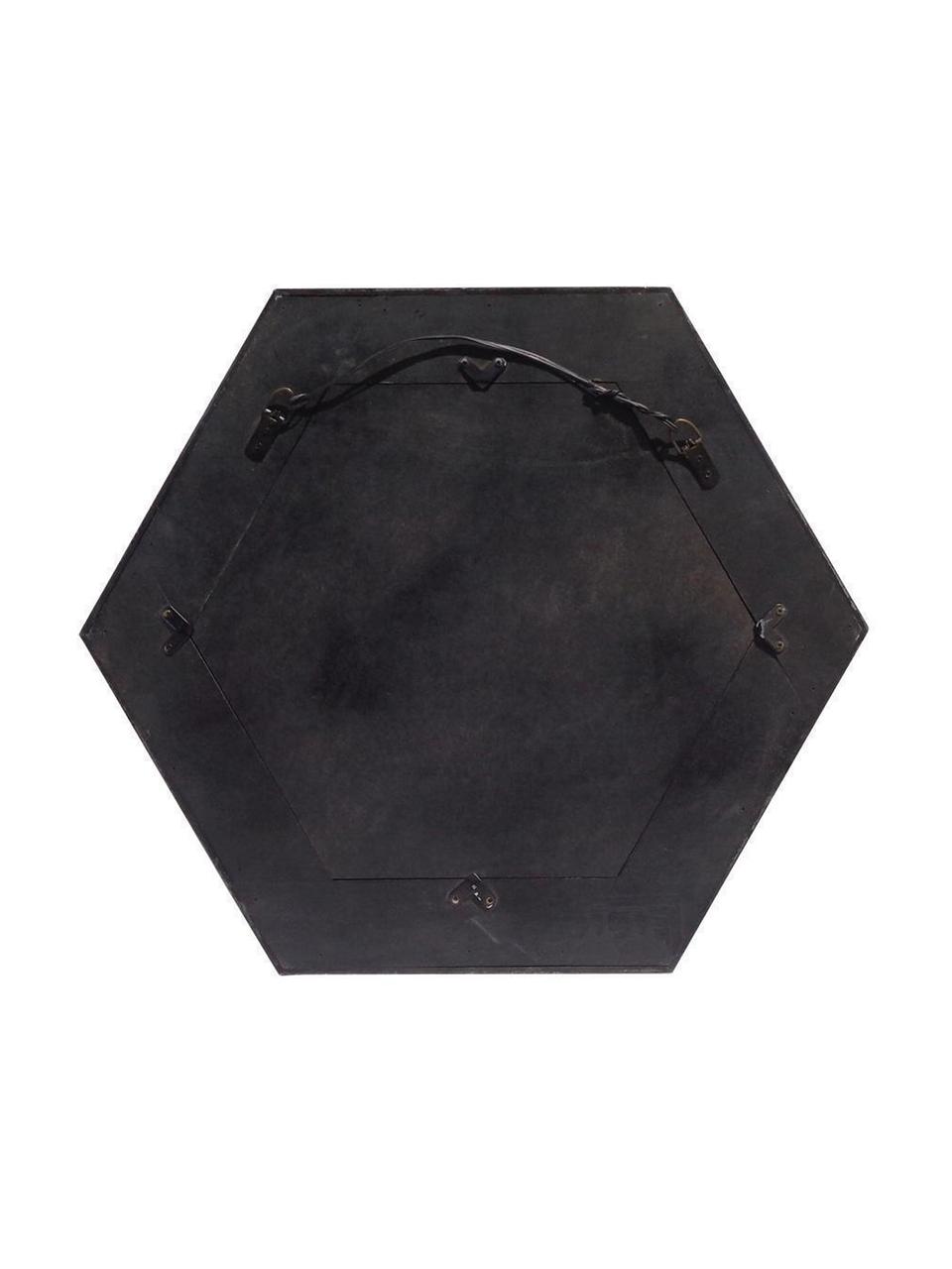 Espejo de pared de metal Hexagonal, Espejo: cristal, Blanco, latón, An 53 x Al 53 cm