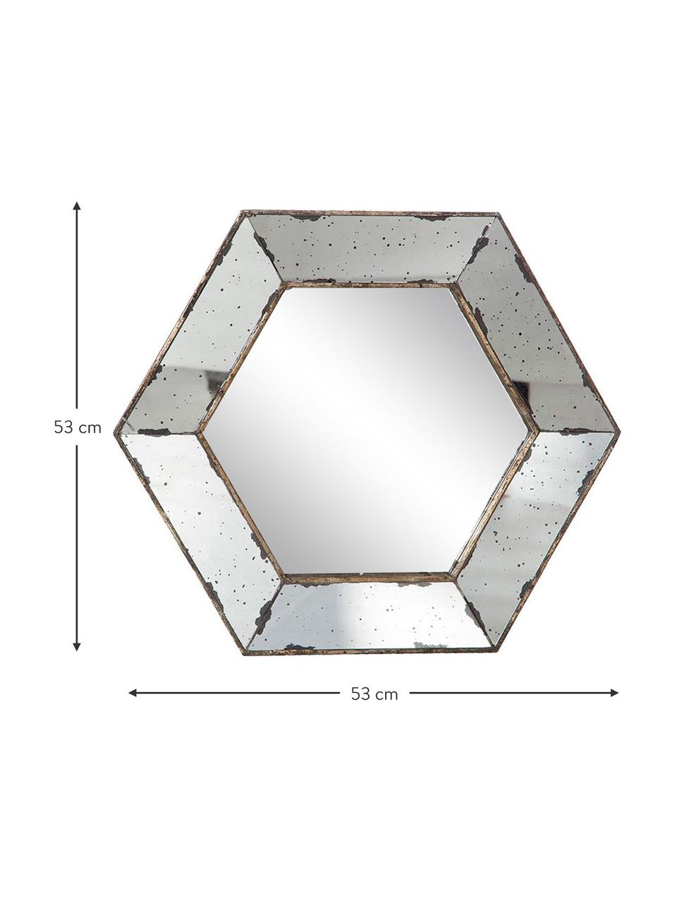 Espejo de pared de metal Hexagonal, Espejo: cristal, Blanco, latón, An 53 x Al 53 cm