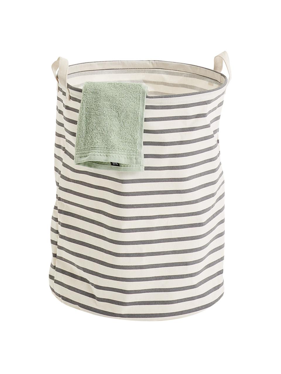 Portabiancheria Stripes, Tela, Grigio, bianco crema, Ø 38 x Alt. 48 cm