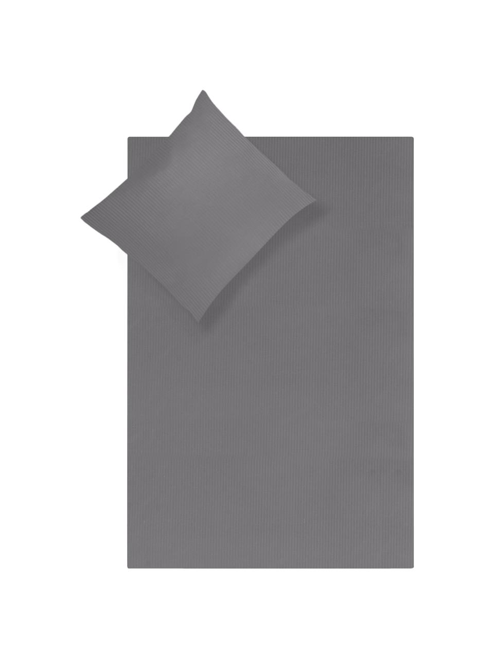 Beddengoed met satijnstrepen Stella, Weeftechniek: satijn Draaddichtheid 250, Donkergrijs, 240 x 220 cm, 3-delig