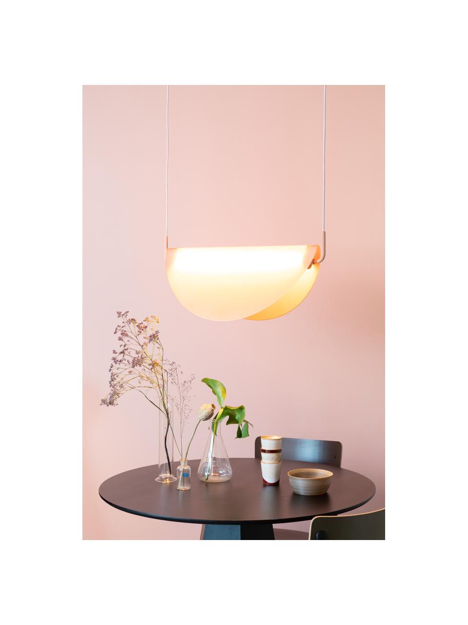 Design LED hanglamp Rani van glas, Lampenkap: glas, Baldakijn: gecoat metaal, Roze, 74 x 28 cm