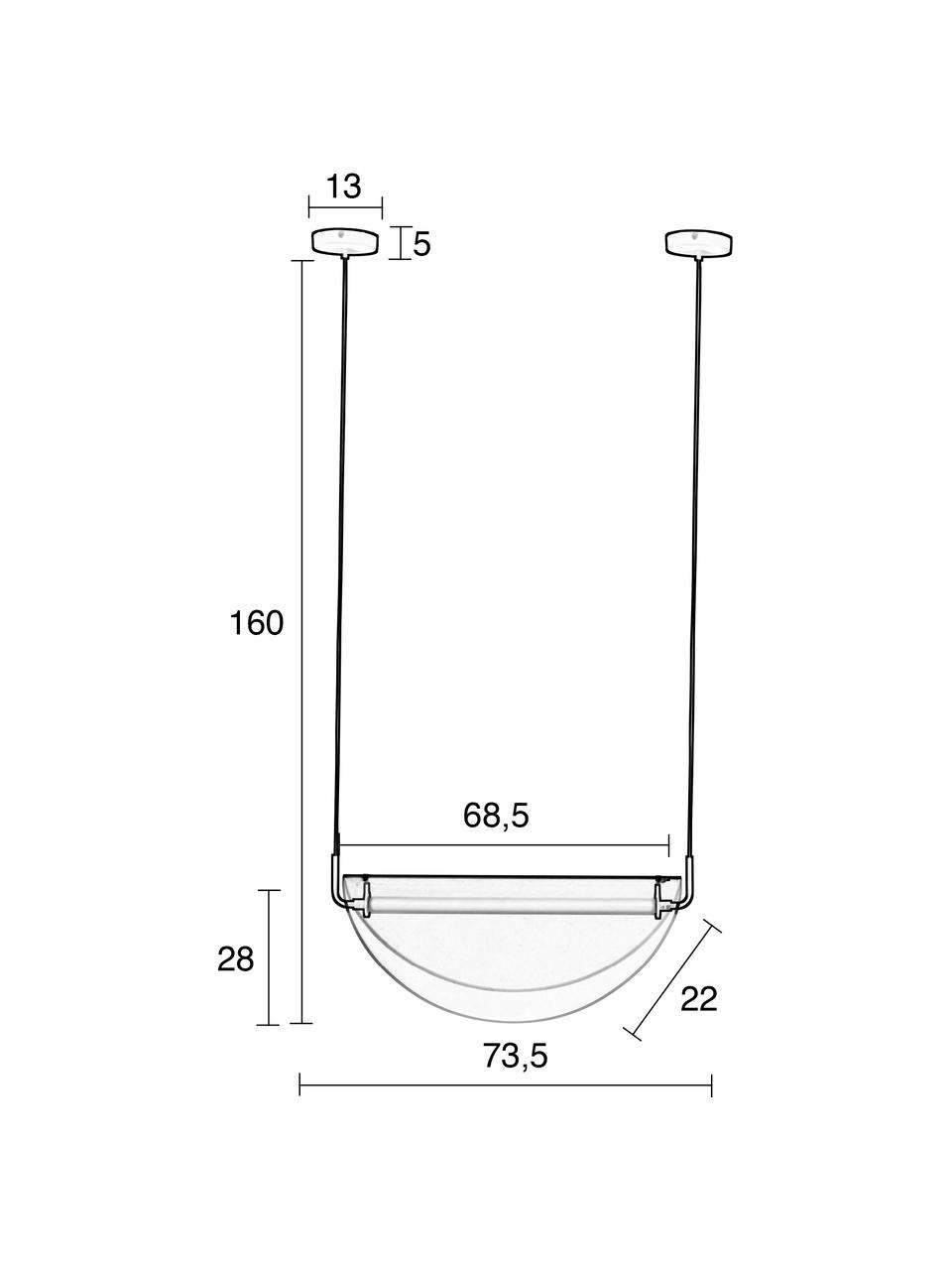 Design LED hanglamp Rani van glas, Lampenkap: glas, Baldakijn: gecoat metaal, Roze, 74 x 28 cm