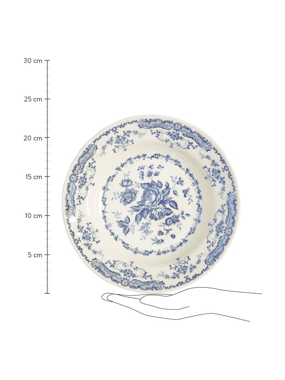 Assiette creuse vintage bleu Rose, 2 pièces, Céramique, Blanc, bleu, Ø 23 x haut. 4 cm