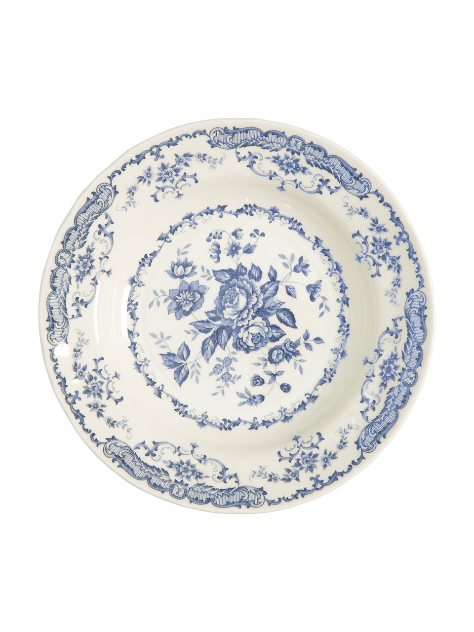 Assiette creuse vintage bleu Rose, 2 pièces, Céramique, Blanc, bleu, Ø 23 x haut. 4 cm