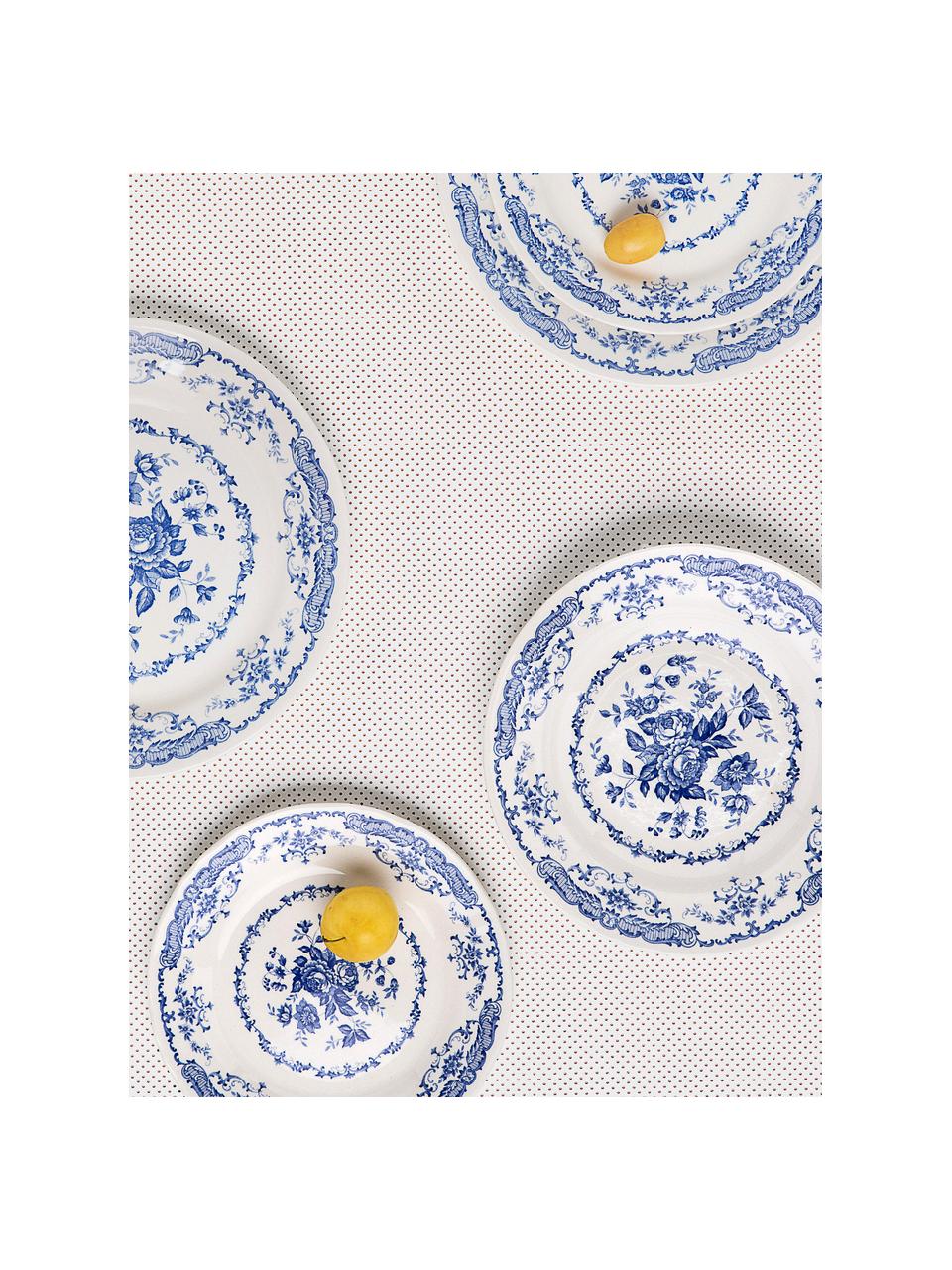 Soepborden Rose met bloemmotief in wit/blauw, 2 stuks, Keramiek, Wit, blauw, Ø 23 x H 4 cm