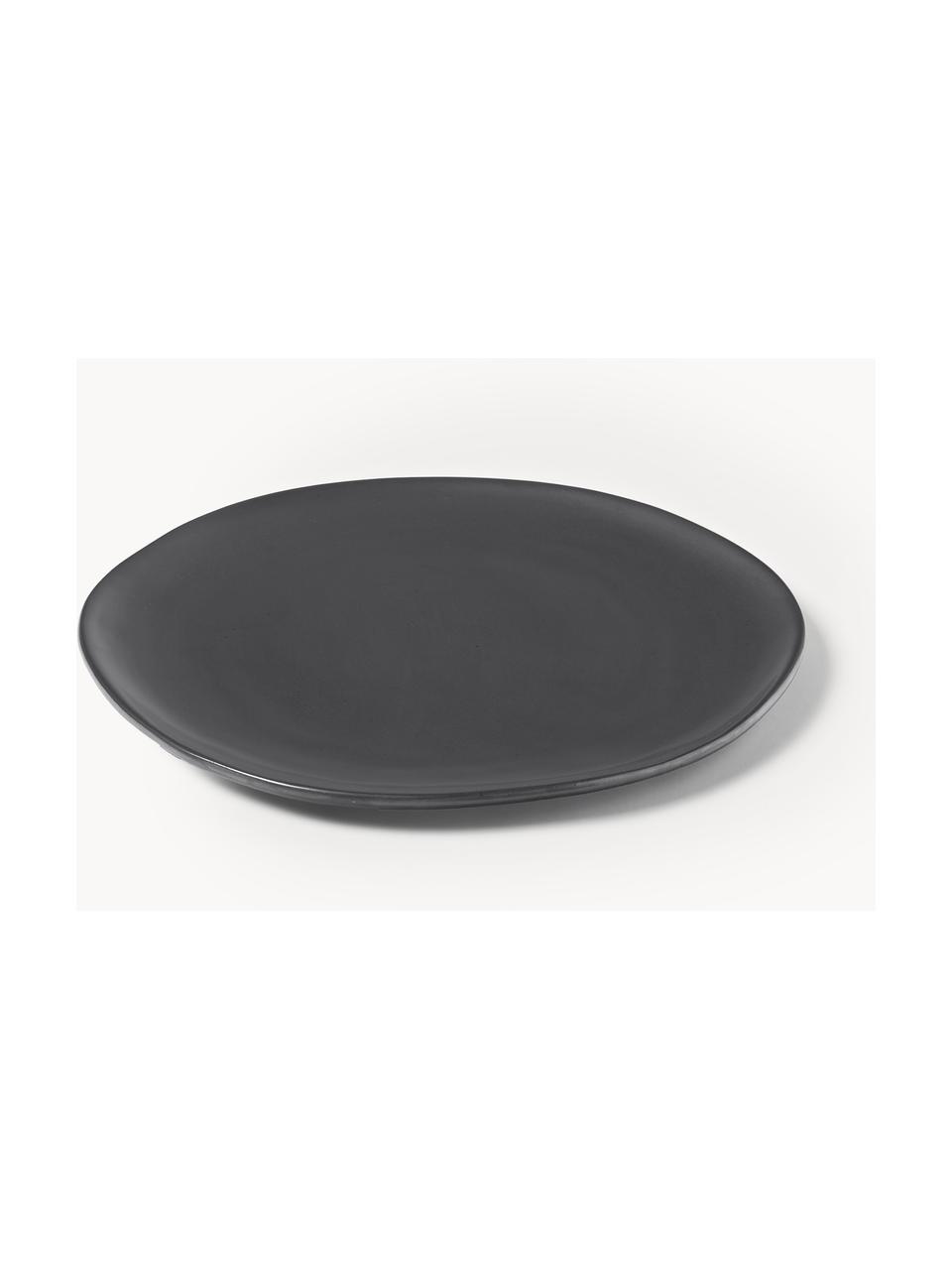 Assiette plate en grès Flow, Grès cérame, Noir, Ø 27 cm