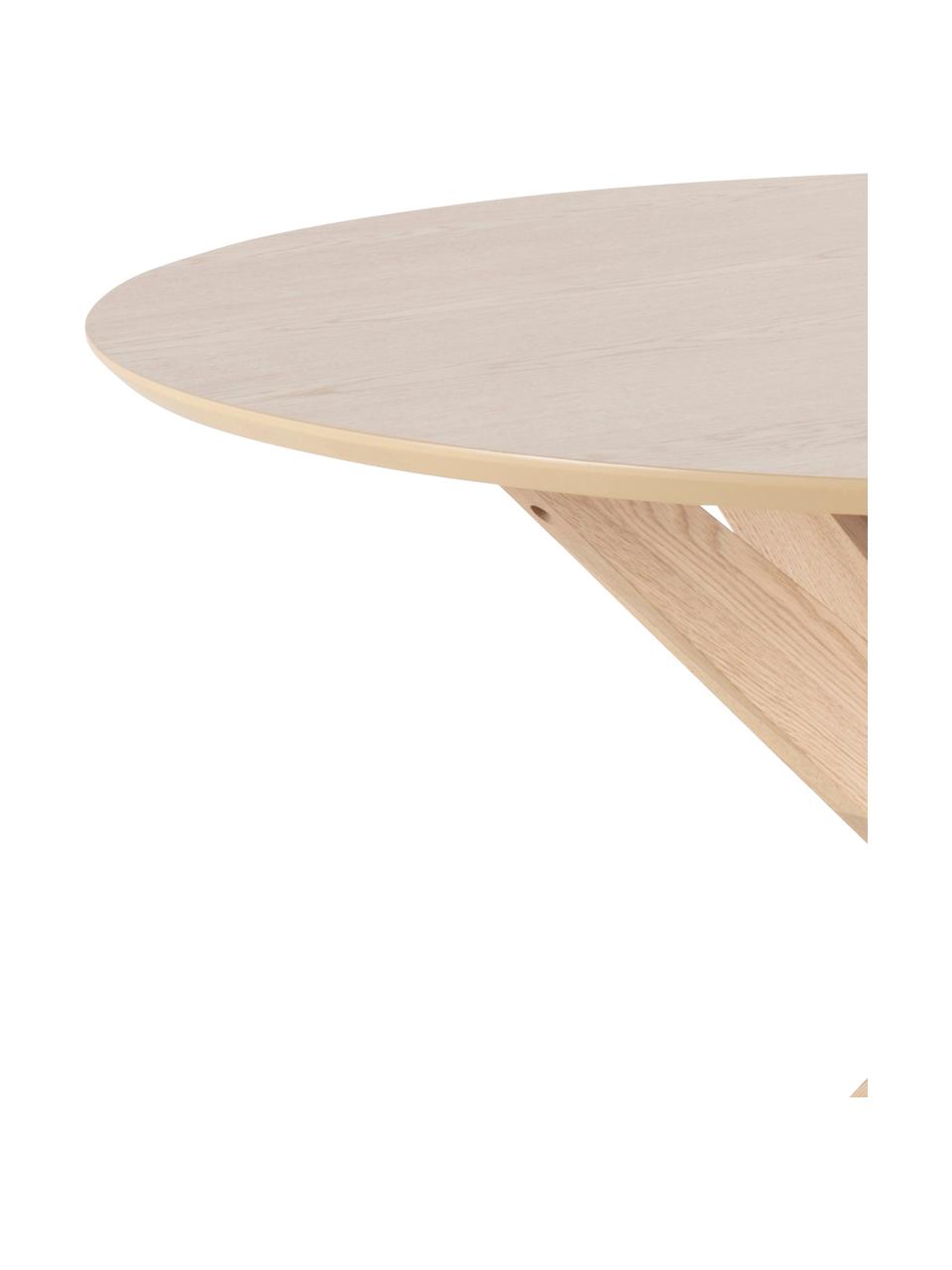 Mesa de comedor redonda Duncan, Tablero: fibras de densidad media , Patas: madera de roble macizo, Roble, Ø 105 x Al 75 cm