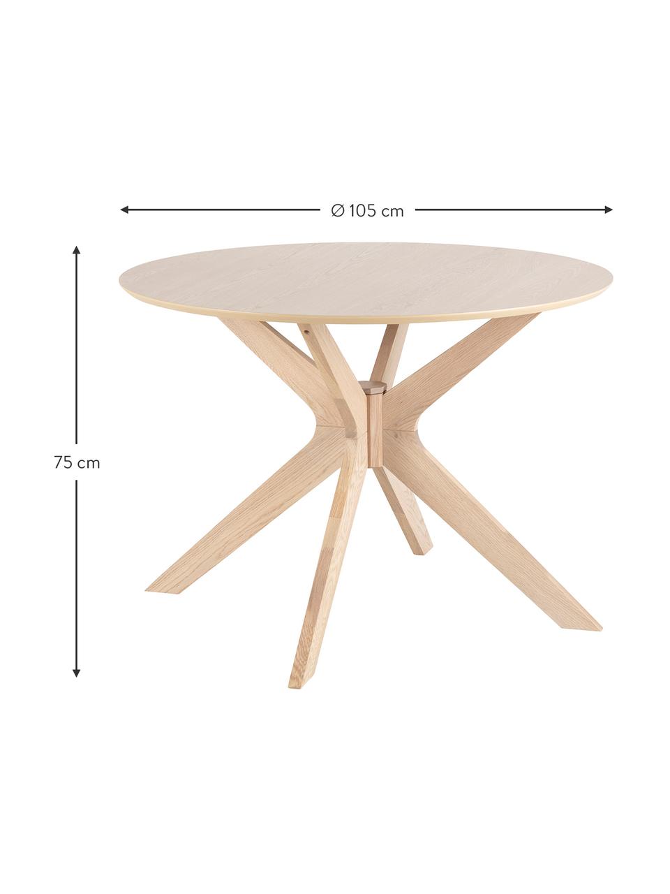 Tavolo rotondo Duncan Ø105 cm, Gambe: legno di quercia massicci, Finitura in legno di quercia, Ø 105 x Alt. 75 cm